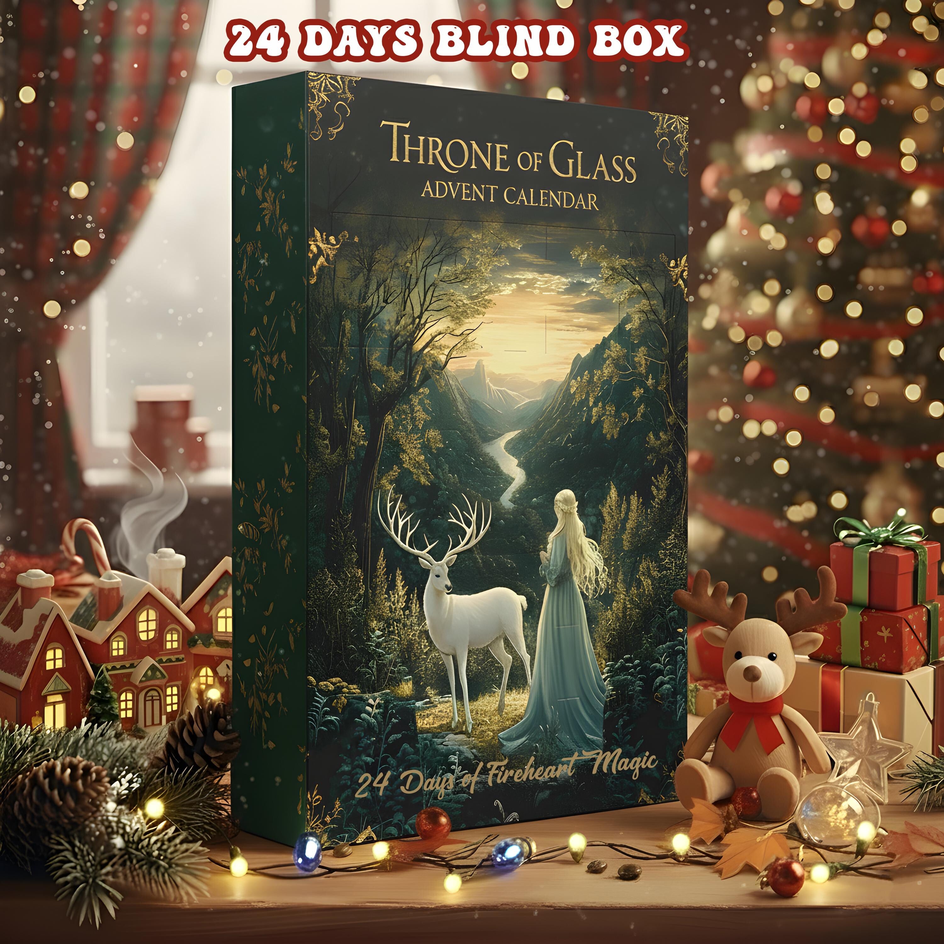 Throne of Glass Advent Calendar 2025, 24 Days of Fireheart Magic, Fantasy Book Lover Christmas Countdown Gift Box