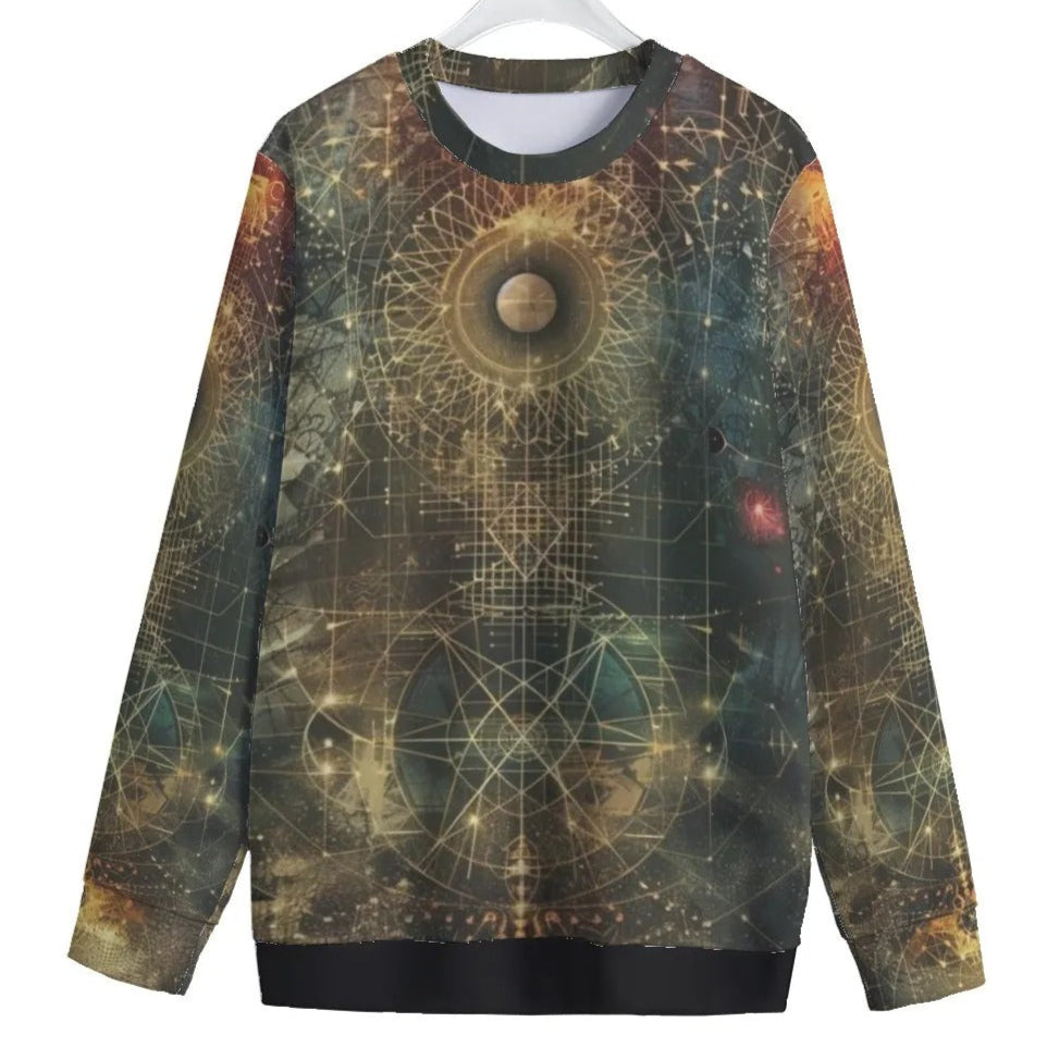 Celestial Alchemy Women’s Sweater, Astrology-Inspired Knitwear with Alchemy Symbols & Universe Vibes
