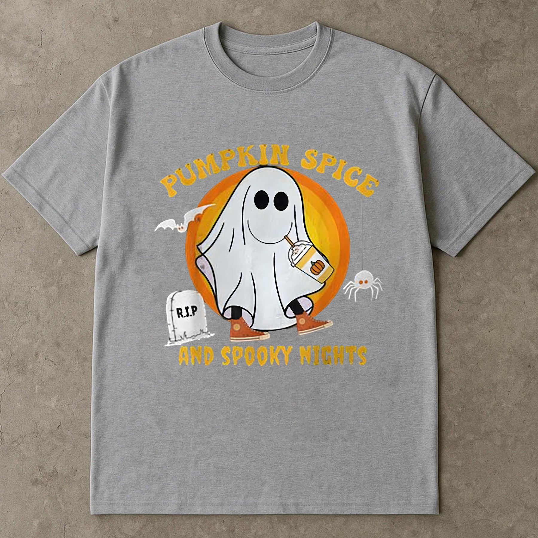 Cute Halloween Ghost T-Shirt, Pumpkin Spice Latte Shirt, Oversized Fall Tee, Spooky Season Shirt for Women, Autumn Aesthetic Shirt