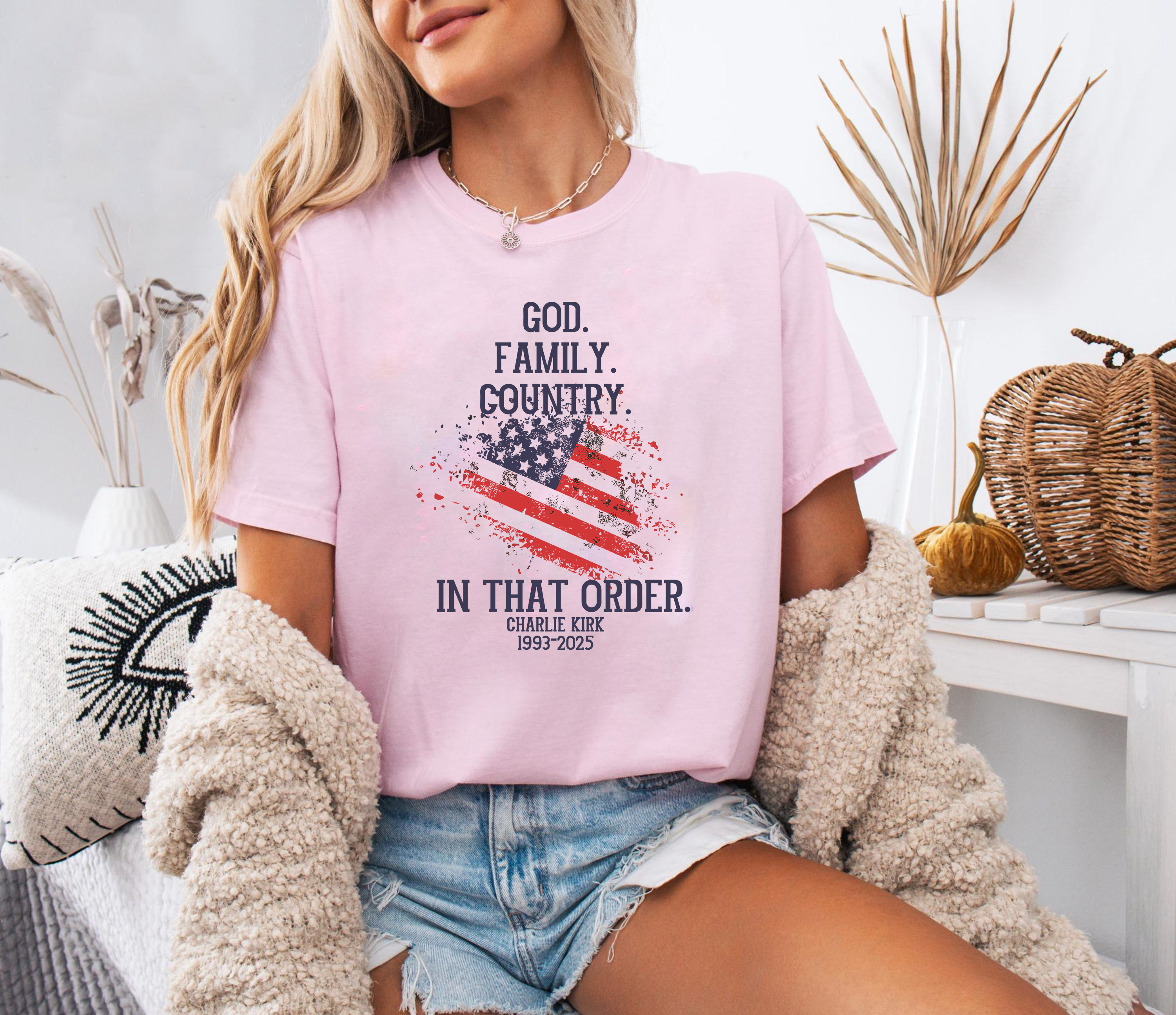 God Family Country Shirt, Patriotic Christian Faith Tee, American Flag Graphic T-Shirt, Inspirational USA Pride Shirt for Men Women