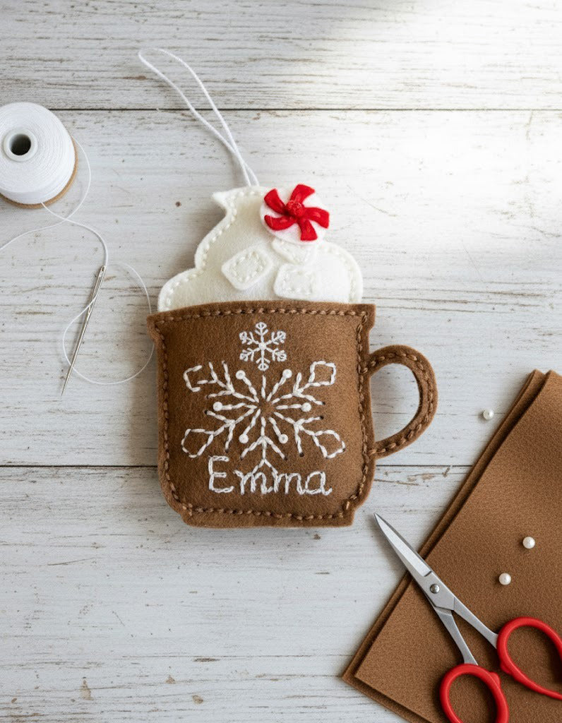Personalized Cacoa Mug Ornament, Coffee Mug Ornament, Custom Name Keepsake, Handmade Ornament, Baby Shower Gift