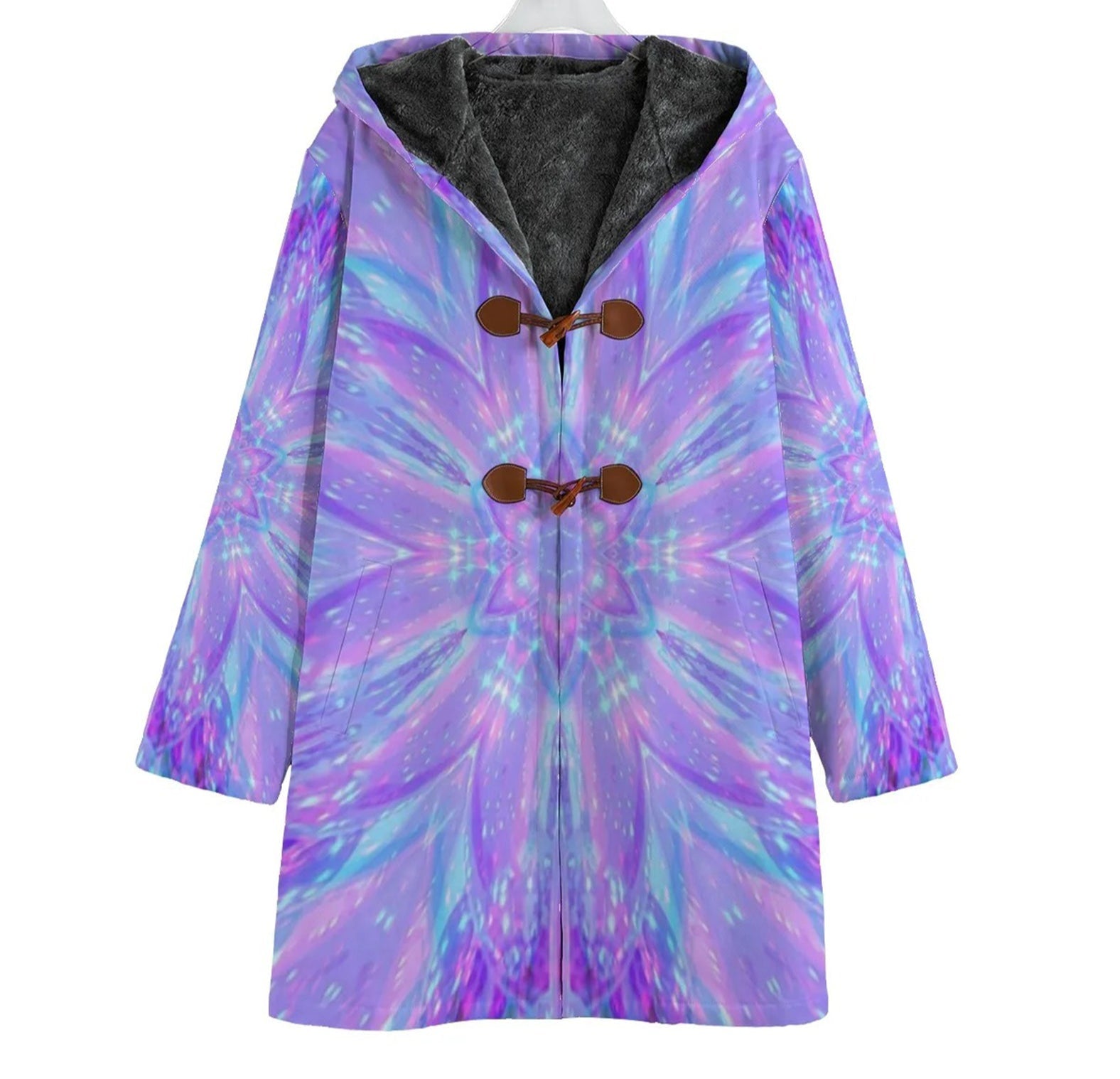 Kaleio Galaxy Coat, Trippy Psychedelic Outerwear, Holographic Space Mandala Jacket, Cosmic Festival Streetwear for Men & Women