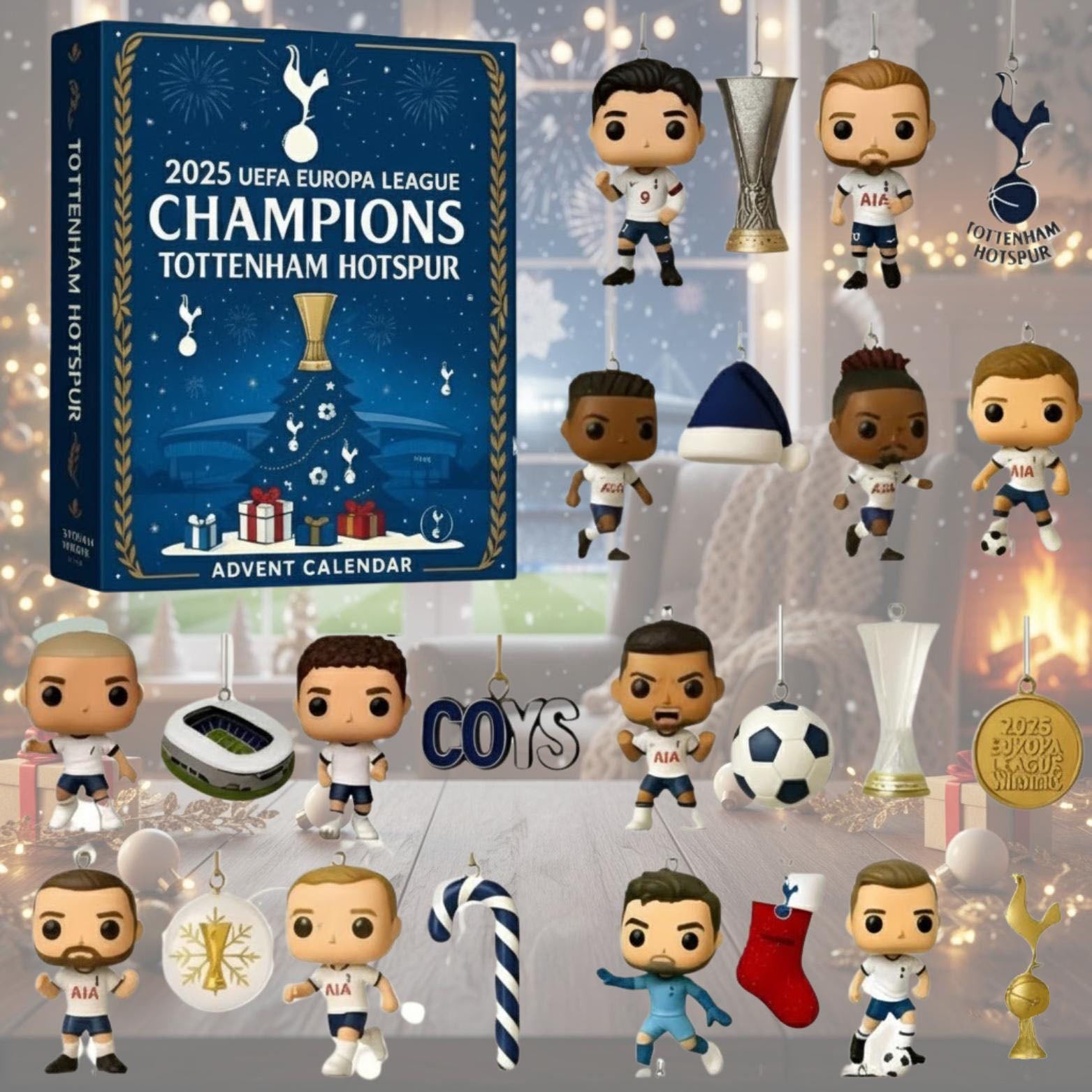 Football Champions Mini Figure Advent Calendar 2025, 24 Days Soccer Surprise Box, Gift for Sport Fans & Collectors