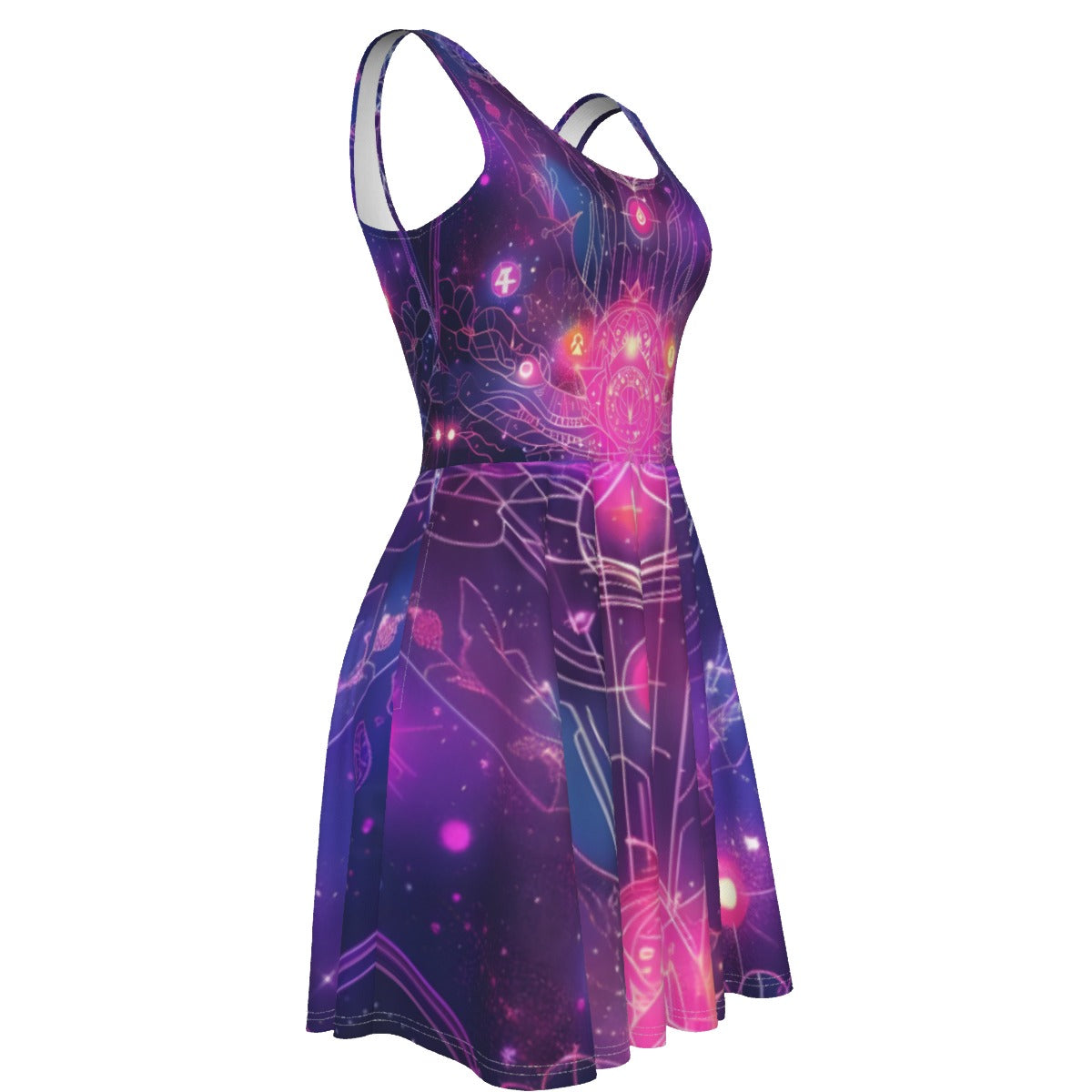 Cosmic Mysticism Women's Tank Vest Dress , Celestial Portal Energy Tank Dress, Astral Light Symbol Tank Dress, Vibrant Metaphysical Galaxy Tank Dress, Spiritual Geometry Tank Dress