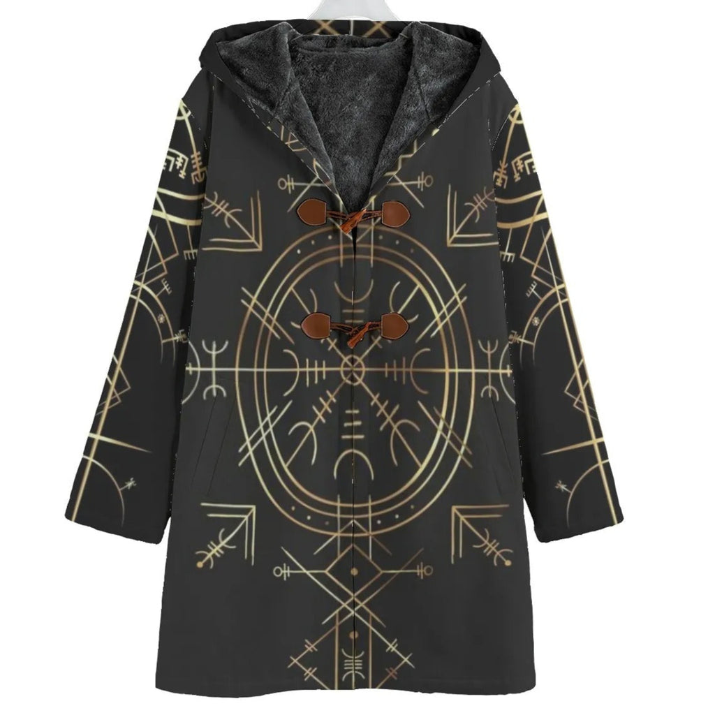 Viking Vegvisir Mysticism Coat, Norse Compass Viking Jacket, Nordic Rune Outerwear, Viking Spiritual Fashion, Sacred Geometry Coat