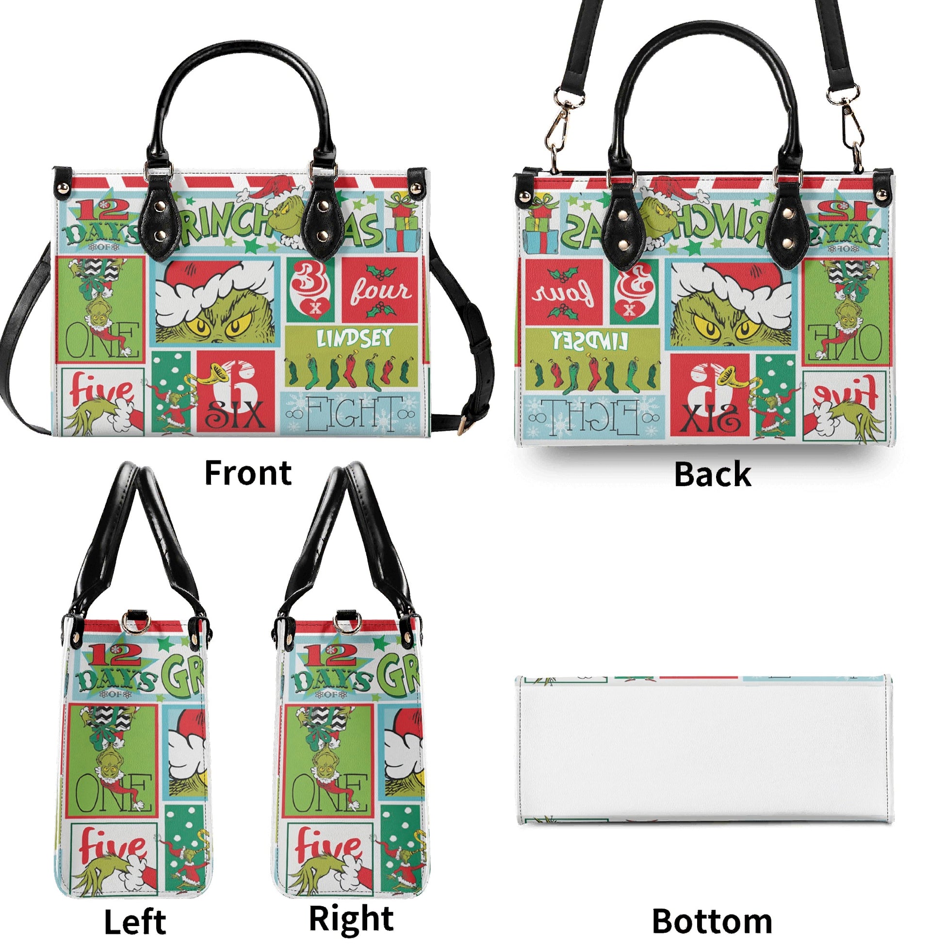 12 Days of Christmas Handbag, Vintage Holiday Tote, Festive Countdown Purse, Cute Christmas Shoulder Bag Gift