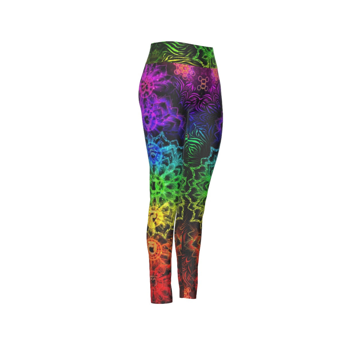 Sacred Chakra Mandala Leggings, Vibrant Rainbow Energy Healing Leggings, Spiritual Energy Symbol, Colorful Sacred Geometry Leggings, Mandala Leggings