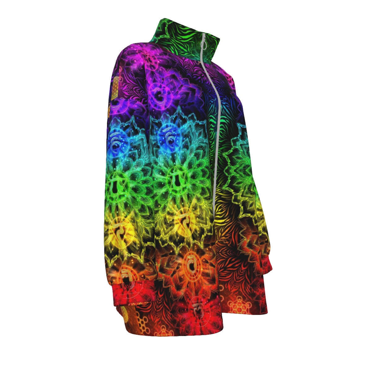 Sacred Chakra Mandala Coats Women, Vibrant Rainbow Energy Healing Coats, Spiritual Energy Symbol, Colorful Sacred Geometry Coats, Meditation Coats