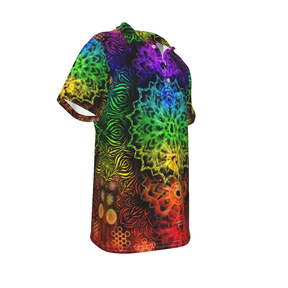 Sacred Chakra Mandala Polo, Vibrant Rainbow Energy Healing Polo, Spiritual Energy Symbol, Colorful Sacred Geometry Polo, Mandala Polo