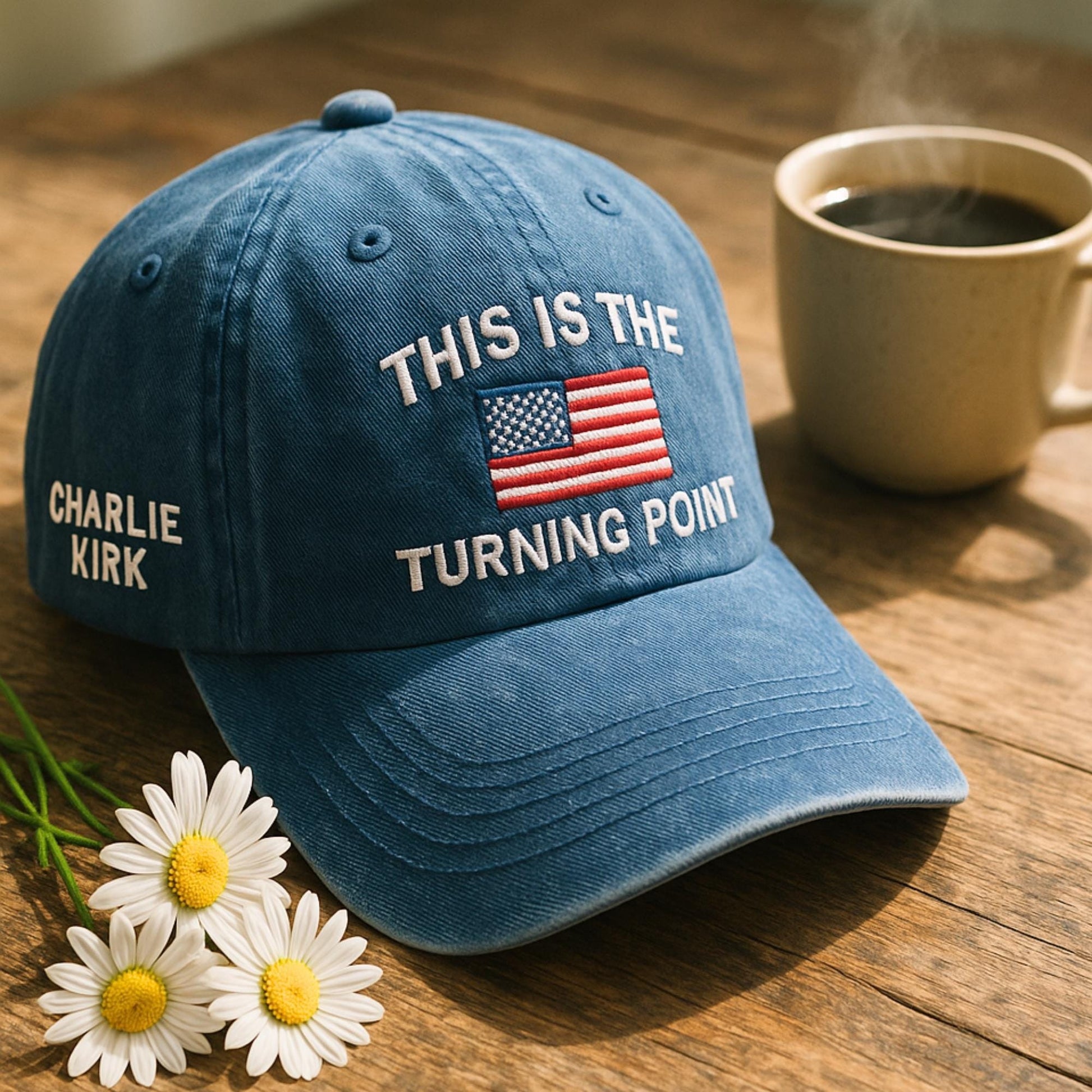 Embroidered This is Turning Point Charlie Kirk Washed Cap, Republican, Politics, Rest in Peace, Embroidered Hat, Patriotic Hat, Trucker hat, Freedom Cap