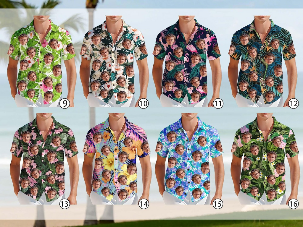 Custom Hawaiian Shirt with Photo – Personalized Face & Pet Print, Unisex Aloha Button-Up