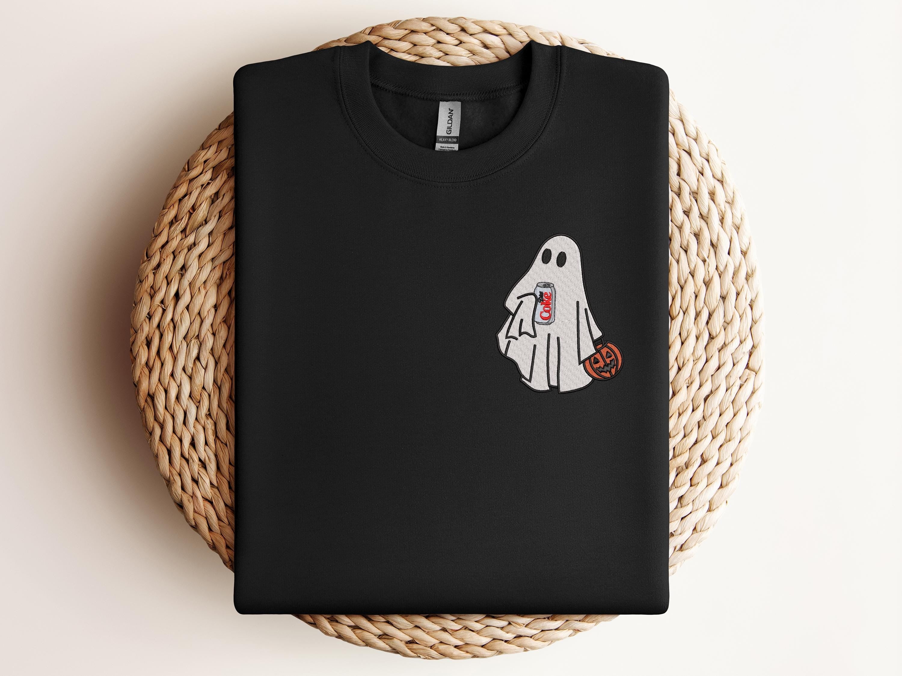 Embroidered Halloween Ghost, Embroidered Ghost Diet Coke, Embroidered Halloween Hoodie, Embroidery Ghost, Ghost Diet Coke, Halloween Diet Coke EBAC02