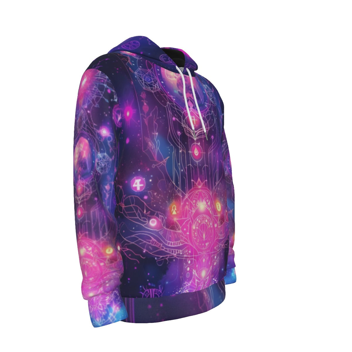 Cosmic Mysticism Hoodie, Celestial Portal Energy Hoodie, Astral Light Symbol Hoodie, Vibrant Metaphysical Galaxy Hoodie, Spiritual Geometry Hoodie