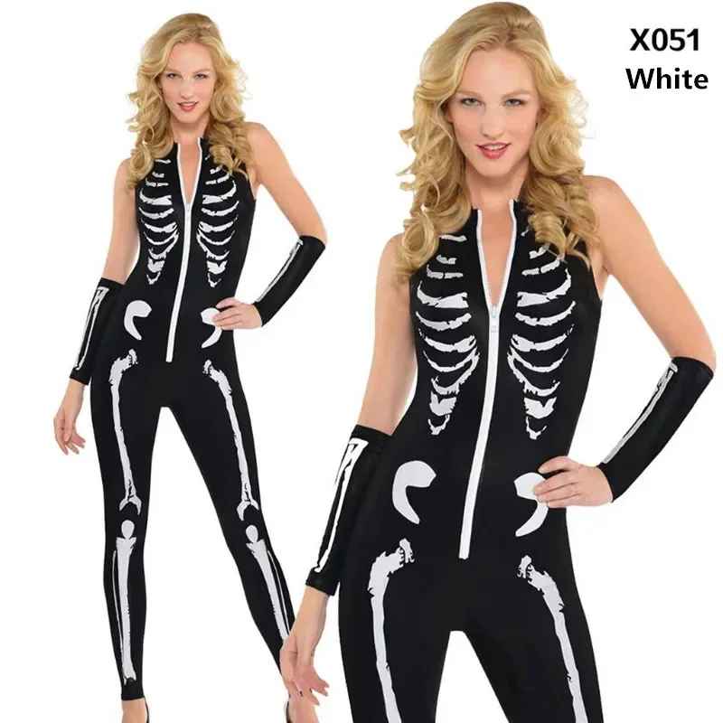 Halloween Costumes, New Skeleton Costume Women Lady Cosplay Jumpsuits, Halloween Costumes For Women