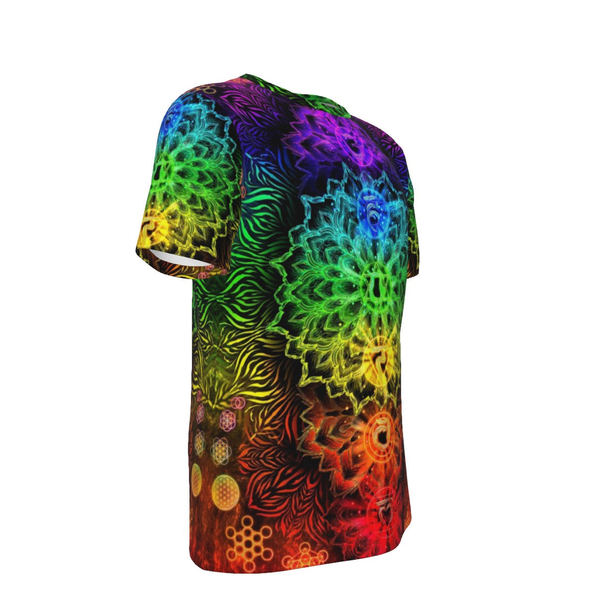 Sacred Chakra Mandala T-Shirt, Vibrant Rainbow Energy Healing T-Shirt, Spiritual Energy Symbol, Colorful Sacred Geometry T-Shirt, Mandala T-Shirt