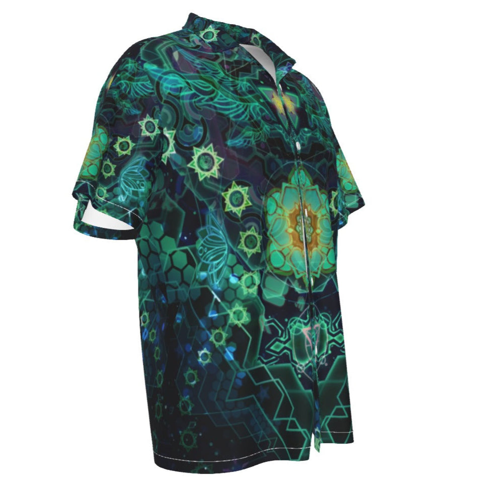 Yantric Geometry Hawaiian, Sacred Mandala Energy Hawaiian, Mystic Geometric Light Hawaiian, Vibrant Spiritual Pattern Hawaiian, Celestial Yantra Hawaiian