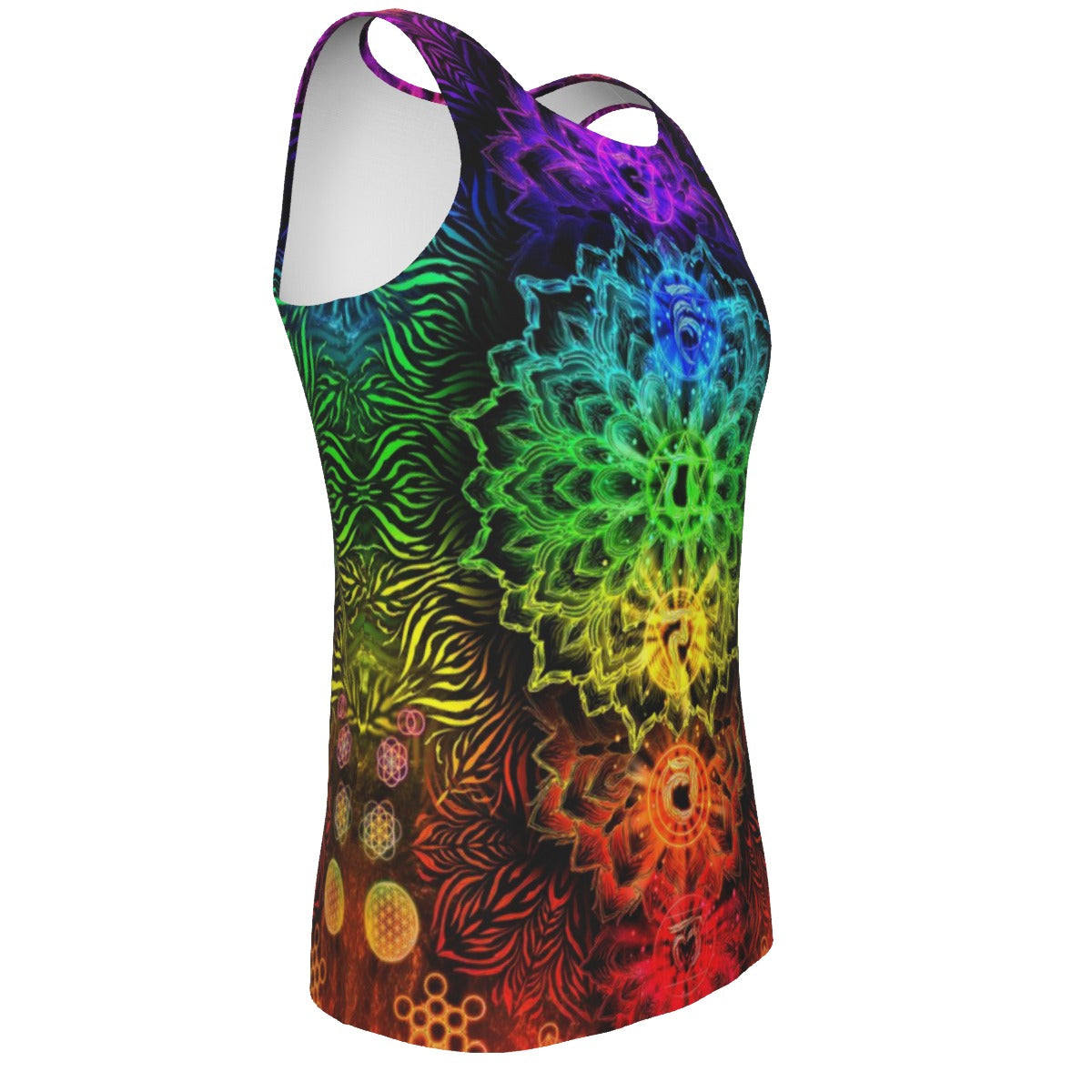 Sacred Chakra Mandala Men's Tank Top, Vibrant Rainbow Energy Healing Men's Tank Top, Spiritual Energy Symbol, Colorful Sacred Geometry Men's Tank Top, Mandala Men's Tank Top