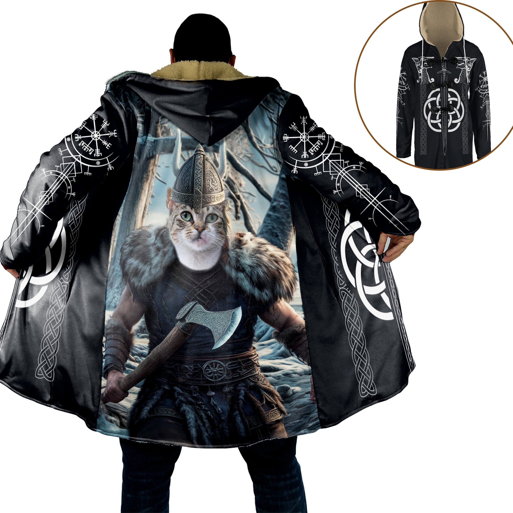 Vilking With Pet's Portrait  Cloak, Vilking Cloak, Cat Portrait Cloak