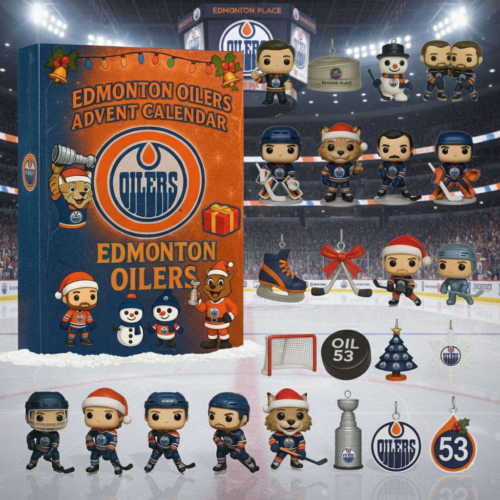 Edmonton Oilers Advent Calendar, NHL Hockey Countdown Box, 24 Days Mini Figures, Oilers Fan Christmas Gift