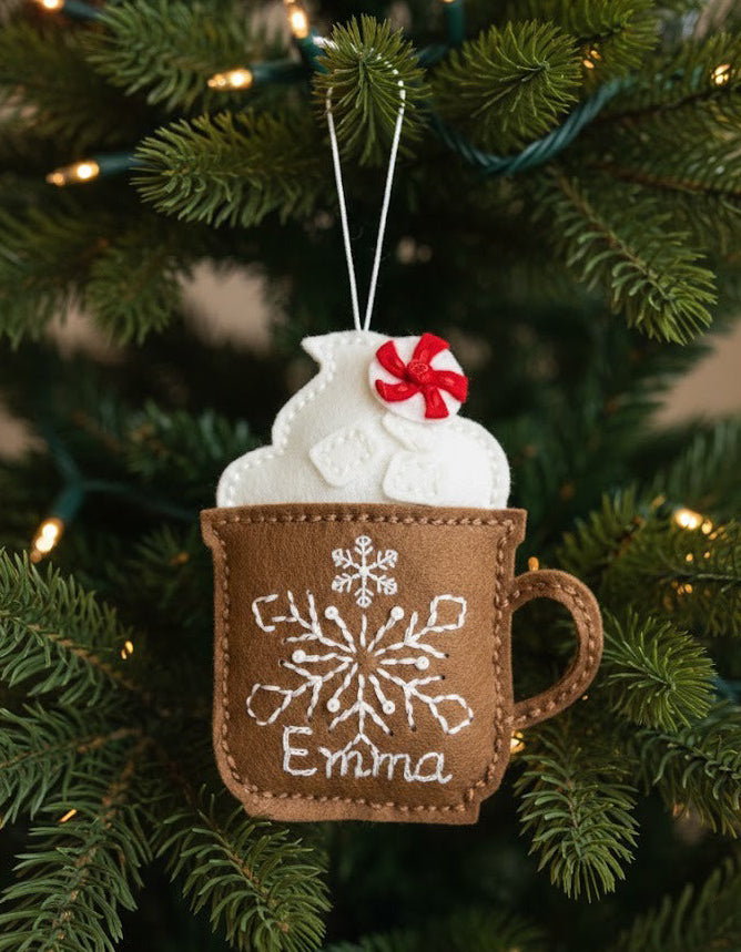 Personalized Cacoa Mug Ornament, Coffee Mug Ornament, Custom Name Keepsake, Handmade Ornament, Baby Shower Gift
