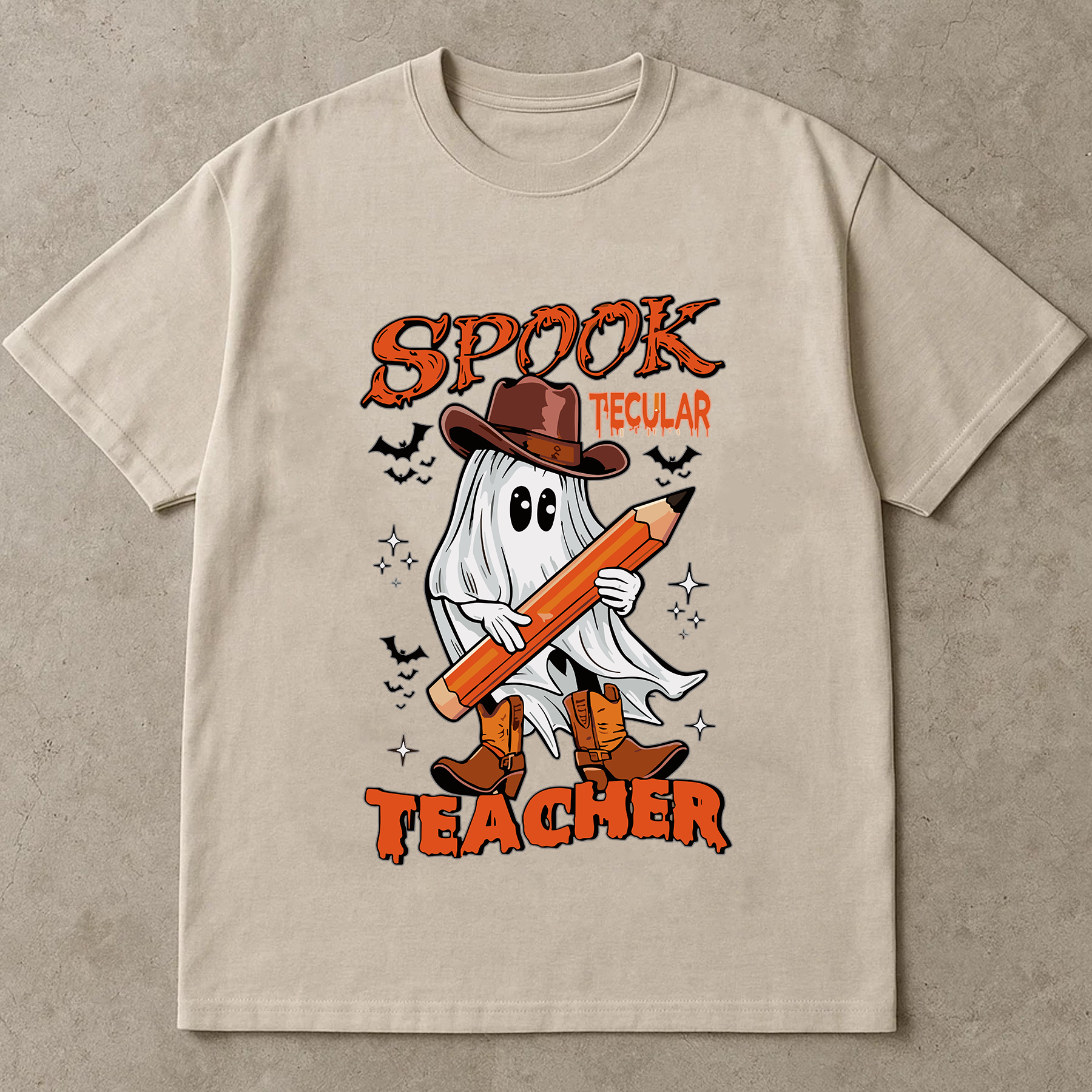 Spooktacular Teacher Halloween Shirt, Funny Ghost Cowboy Teacher Graphic Tee, Fall School Teacher Gift, Cute Halloween Shirt
