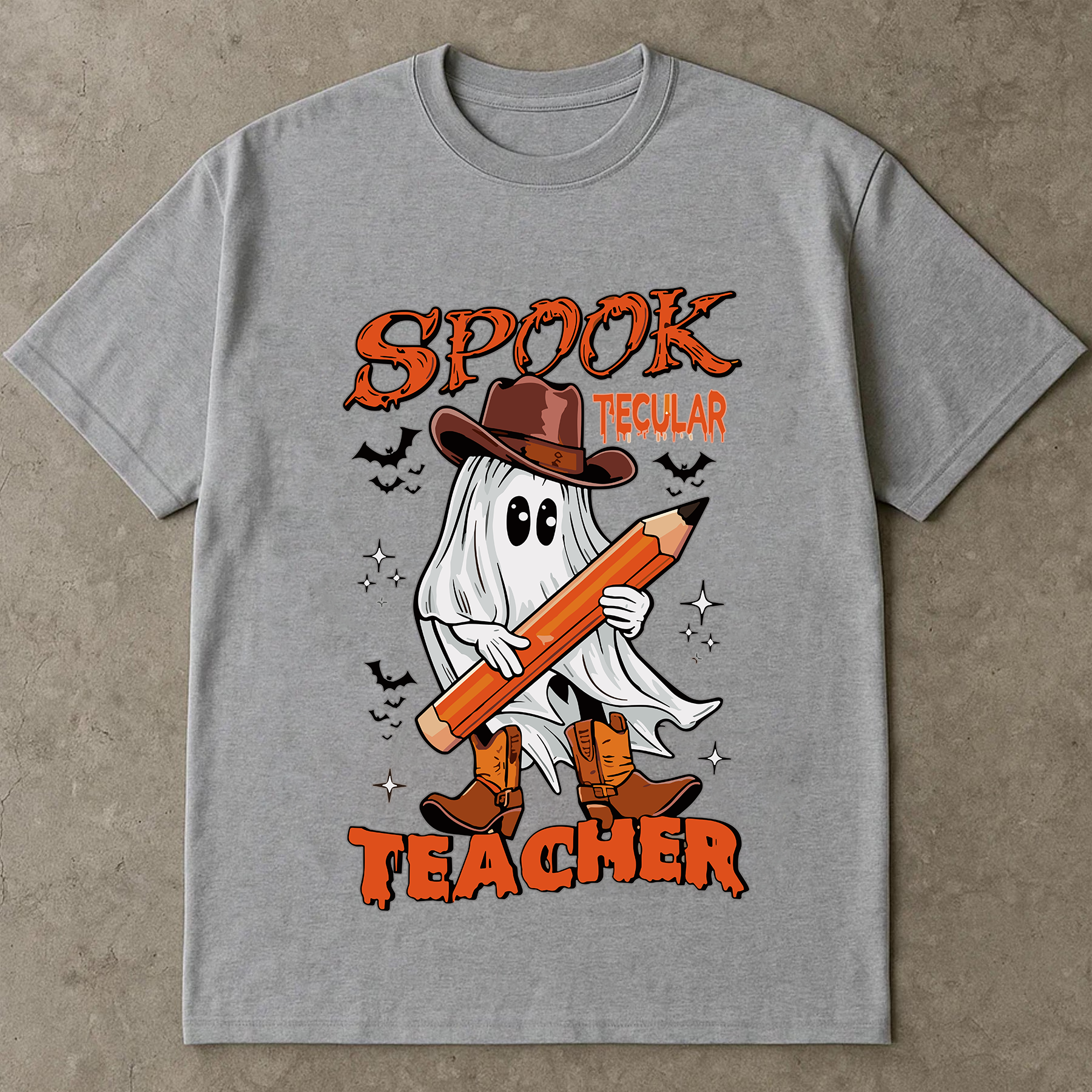 Spooktacular Teacher Halloween Shirt, Funny Ghost Cowboy Teacher Graphic Tee, Fall School Teacher Gift, Cute Halloween Shirt