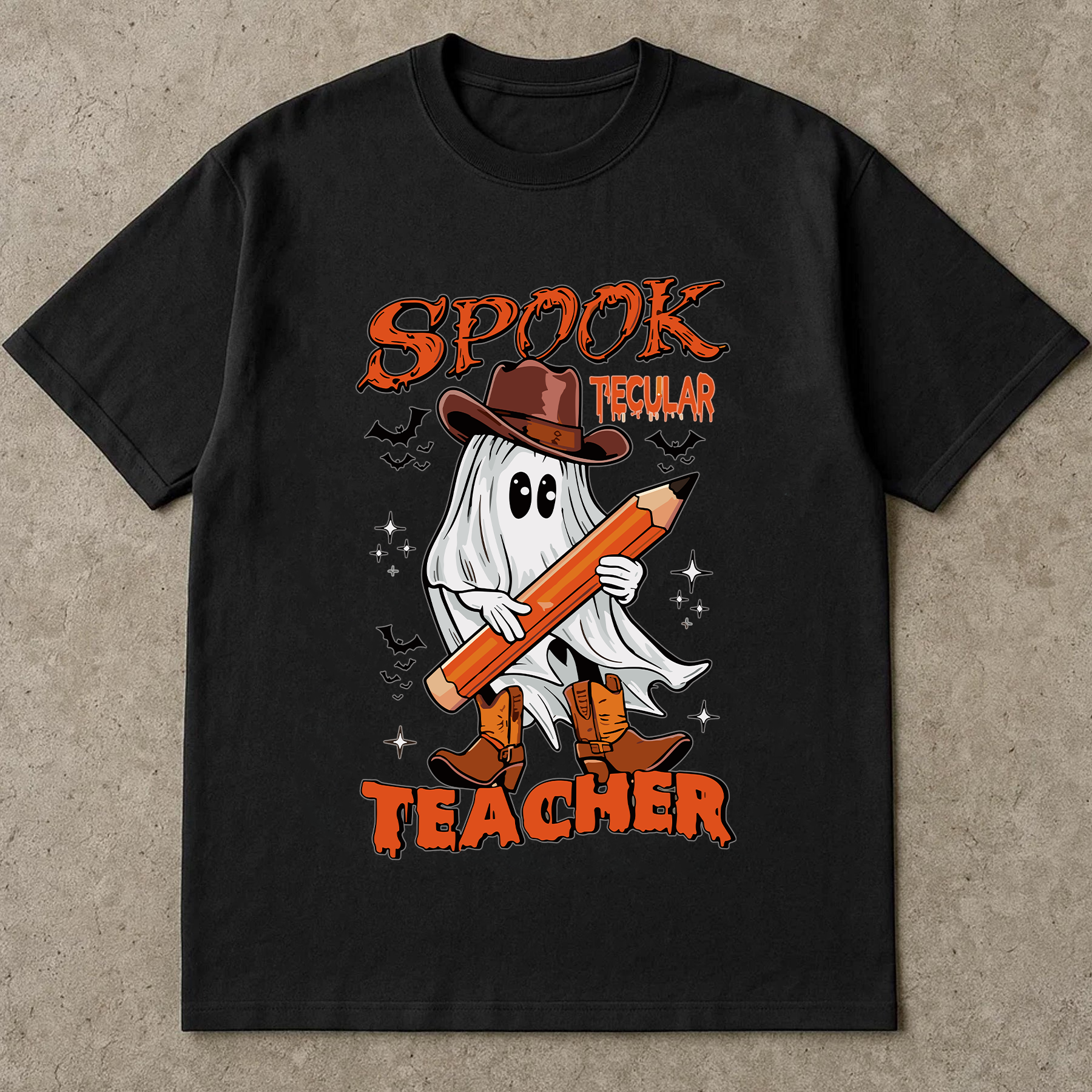 Spooktacular Teacher Halloween Shirt, Funny Ghost Cowboy Teacher Graphic Tee, Fall School Teacher Gift, Cute Halloween Shirt