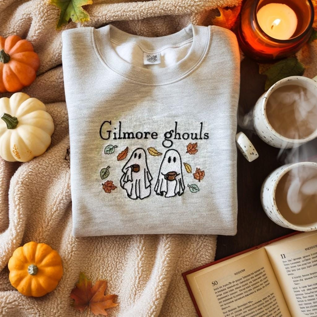Gilmore Ghouls Embroidered Sweatshirt, Halloween Embroidered Sweatshirt, Halloween Embroidered Shirt, Fall Sweatshirt, Halloween Shirt, Gift For Her EBAC04