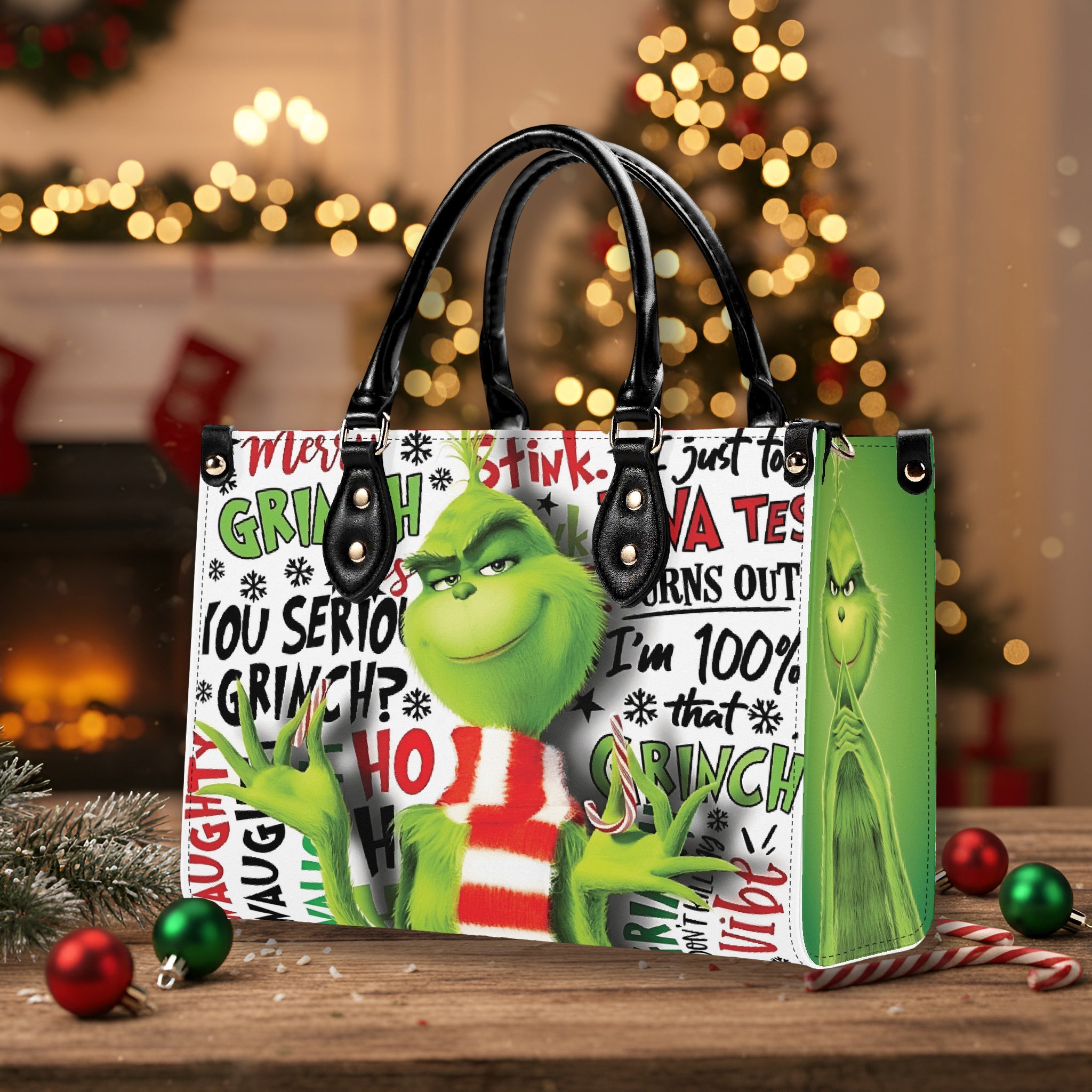 Holiday Character Handbag, Funny Christmas Tote Bag, Festive Party Purse, Cute Xmas Shoulder Bag Gift