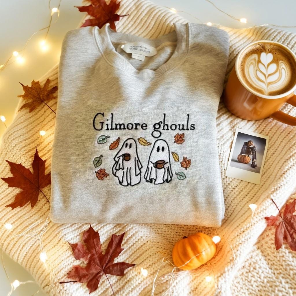 Gilmore Ghouls Embroidered Sweatshirt, Halloween Embroidered Sweatshirt, Halloween Embroidered Shirt, Fall Sweatshirt, Halloween Shirt, Gift For Her EBAC04
