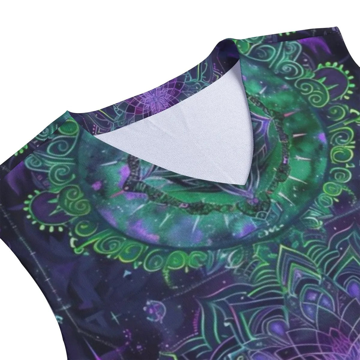 Mystic Aesthetic Tank Top, Sacred Geometry Shirt, Purple Green Mandala Top, Psychedelic Festival Wear, Spiritual Yoga Clothing, Boho Mystic Fashion, Cosmic Art Tank