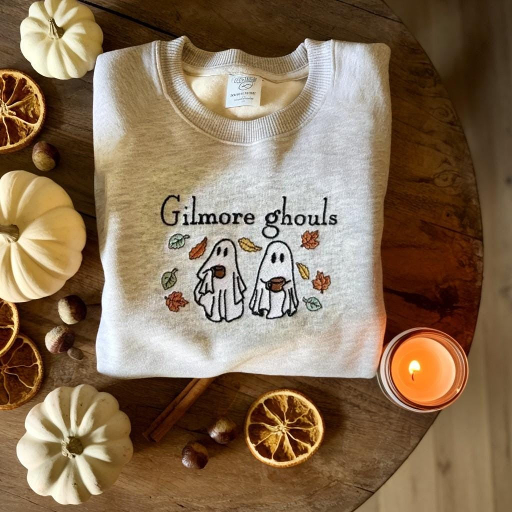 Gilmore Ghouls Embroidered Sweatshirt, Halloween Embroidered Sweatshirt, Halloween Embroidered Shirt, Fall Sweatshirt, Halloween Shirt, Gift For Her EBAC04