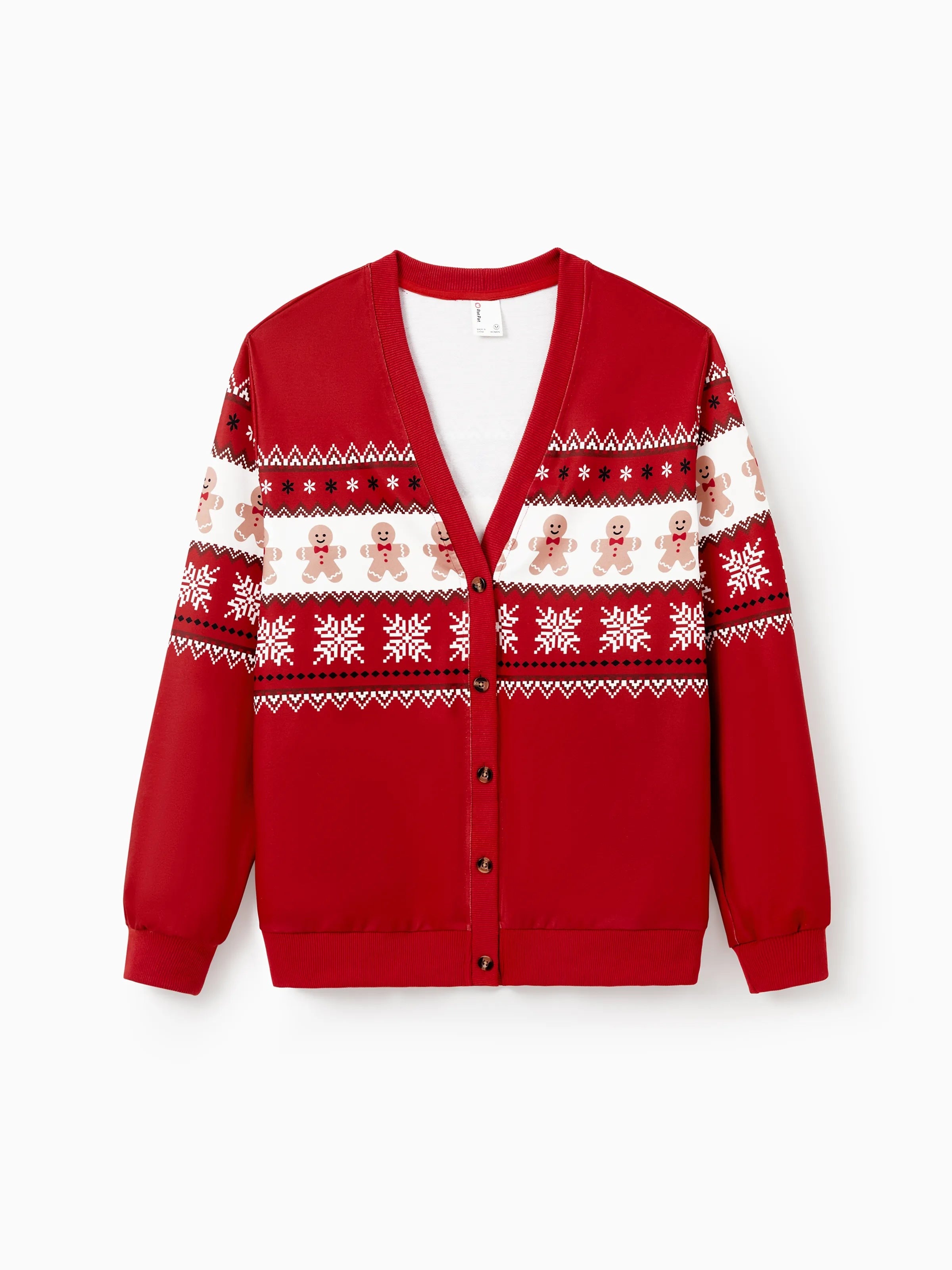 Ugly Christmas Cardigan Sweater, Red Gingerbread Holiday Knit Coat, Funny Xmas Party Outfit for Women