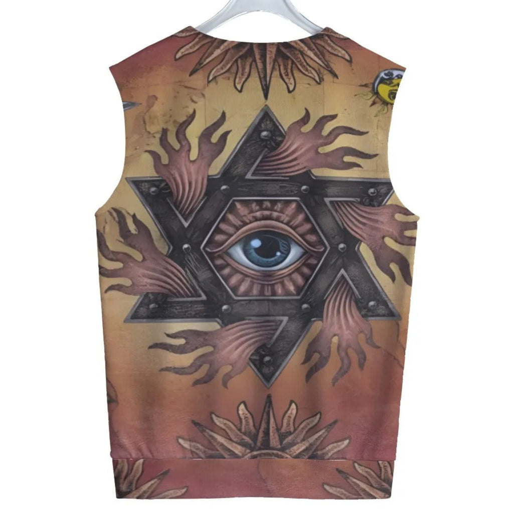 Mystic Eye Mandala Tank Top, Sacred Geometry Sleeveless Shirt, Visionary Art Festival Clothing, Esoteric Spiritual Summer Wear