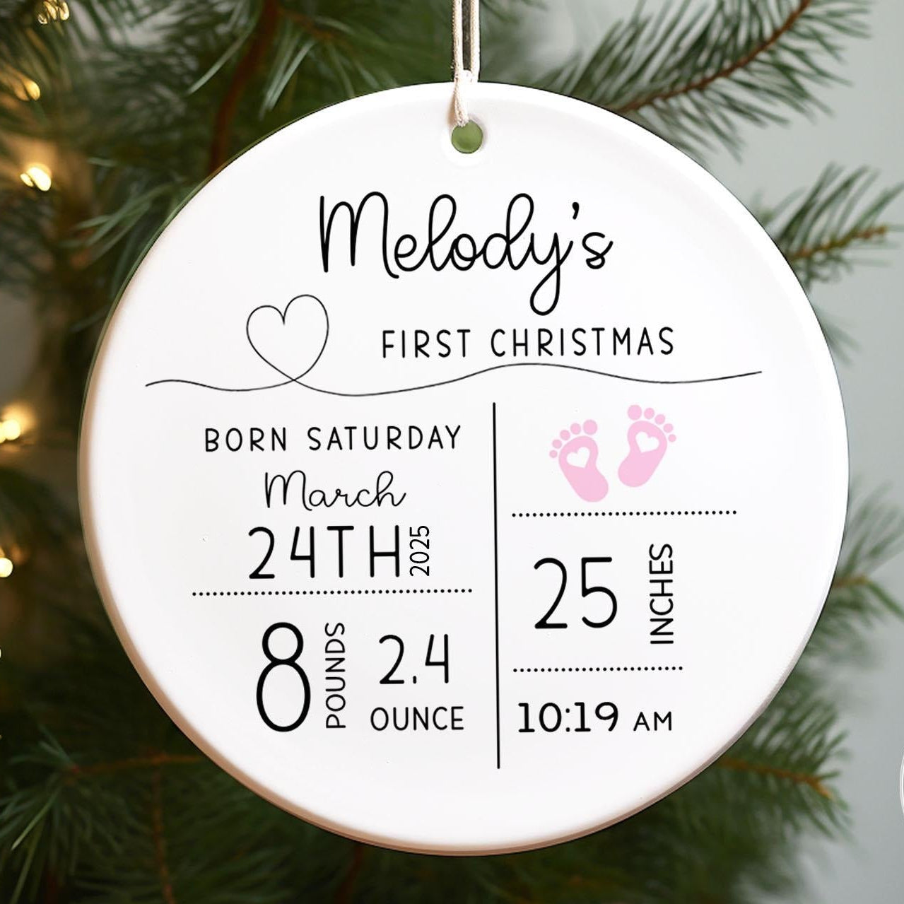 Custom Baby Birth Stats Ornament, Personalized New Baby Ornament, Baby Photo Ornament, Baby Keepsake, Baby Shower Gift, New Parent Gift