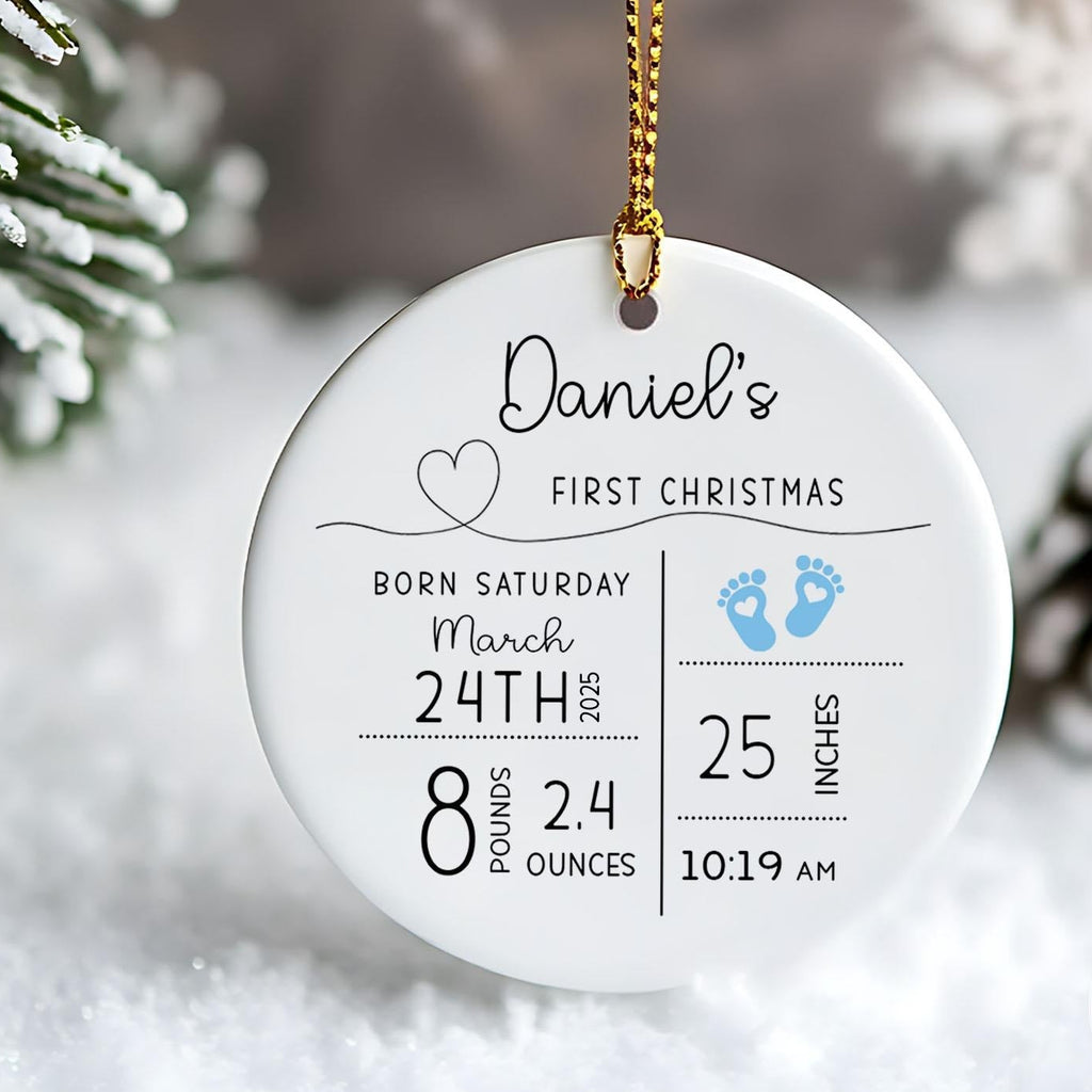 Custom Baby Birth Stats Ornament, Personalized New Baby Ornament, Baby Photo Ornament, Baby Keepsake, Baby Shower Gift, New Parent Gift