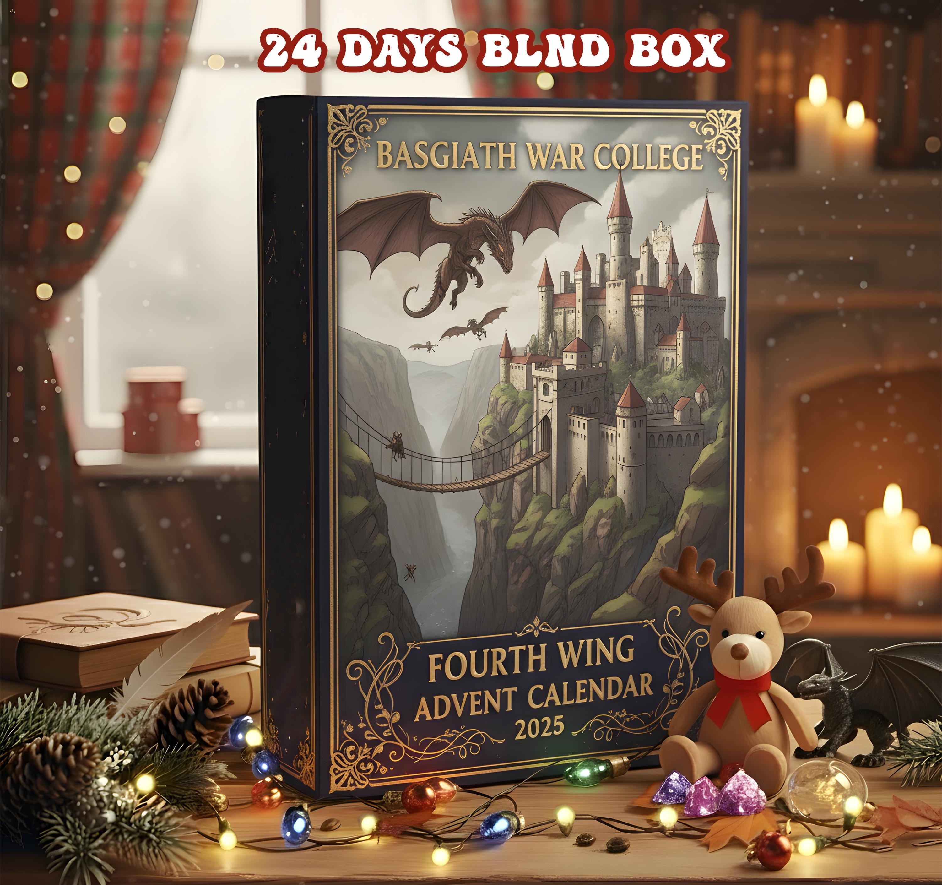 Fourth Wing Advent Calendar 2025, Basgiath War College Edition, 24 Day Dragon Rider Fantasy Christmas Gift