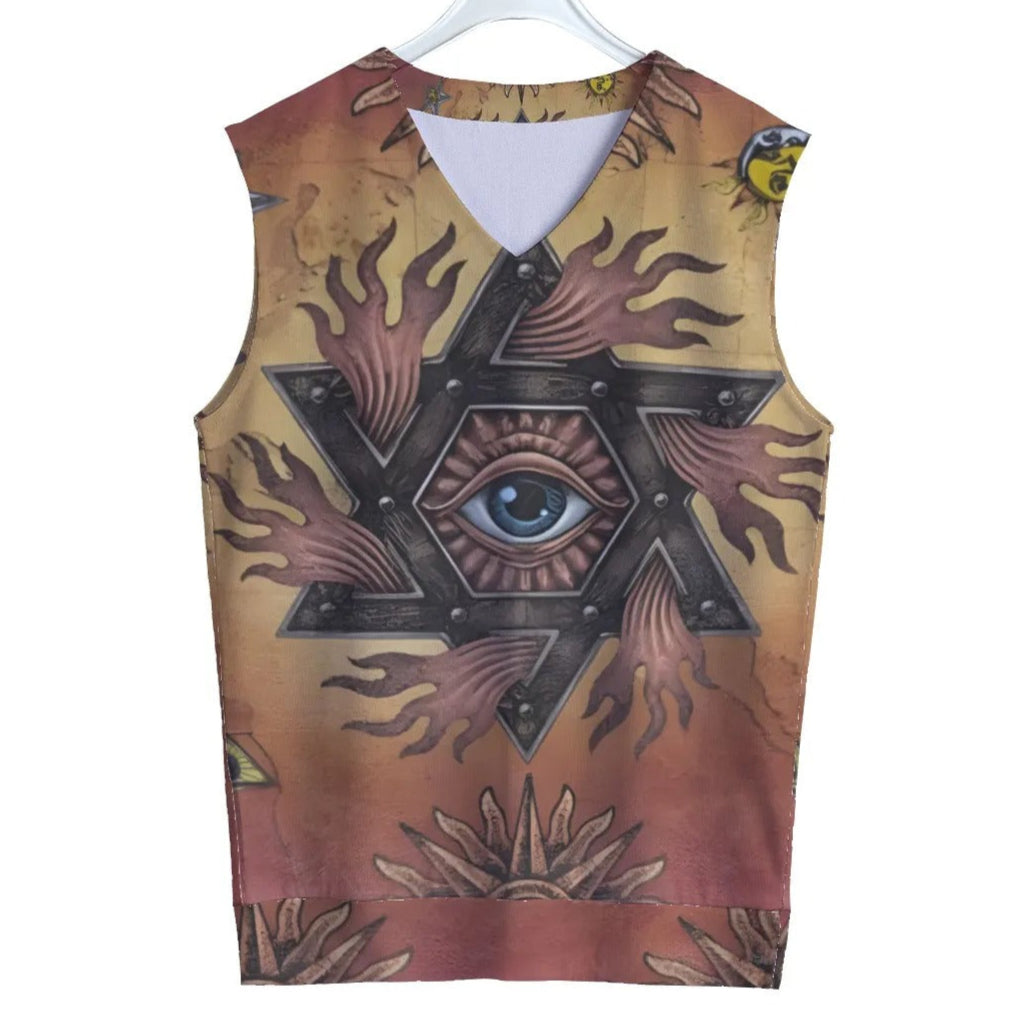 Mystic Eye Mandala Tank Top, Sacred Geometry Sleeveless Shirt, Visionary Art Festival Clothing, Esoteric Spiritual Summer Wear