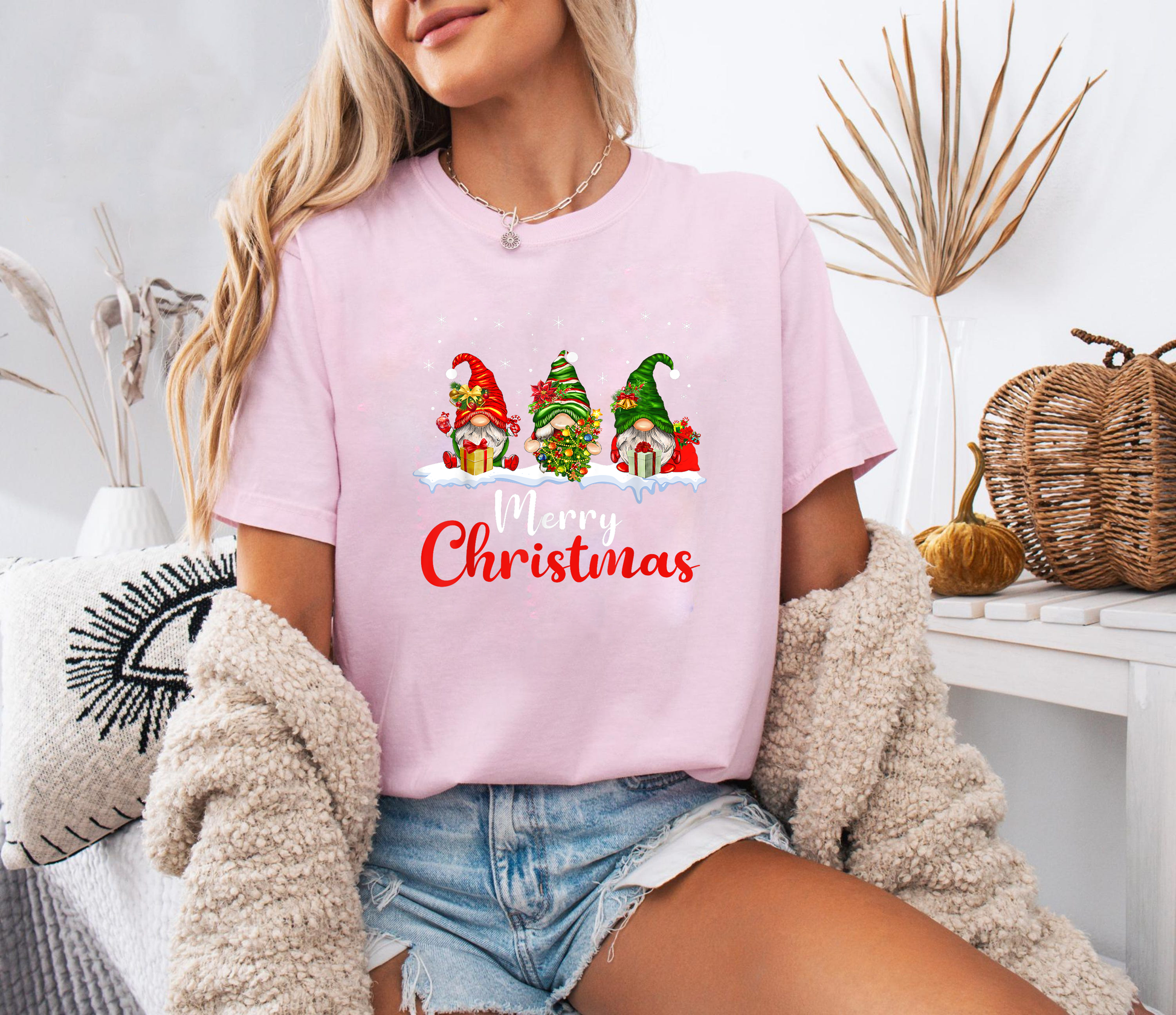 Merry Christmas Gnomes Shirt, Cute Holiday Gnome Tee, Santa Hat Winter Outfit, Festive Family Matching Top, Xmas Party Gift Idea