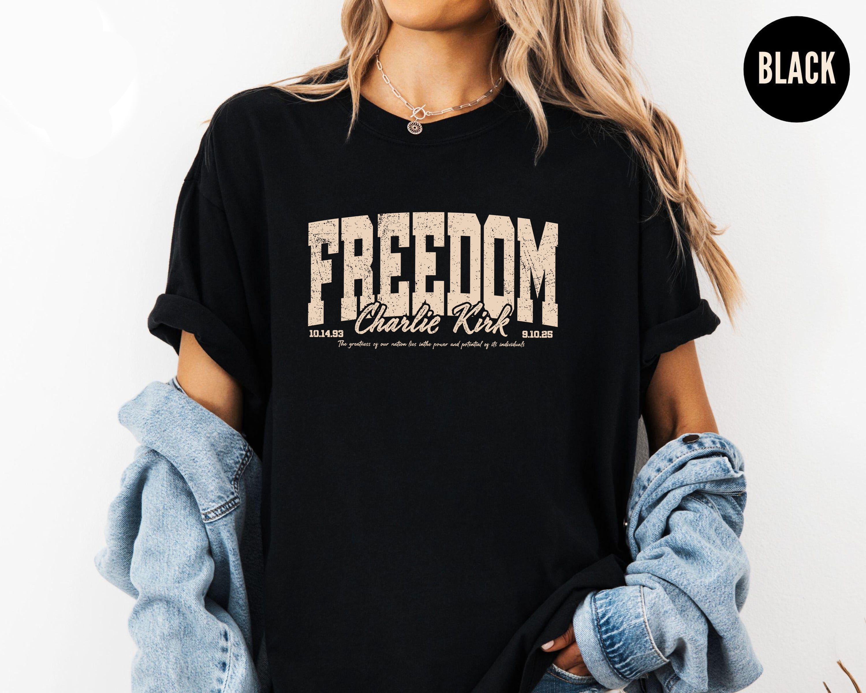 Freedom Charlie Kirk Shirt, Patriotic USA Graphic Tee, Inspirational Quote T-Shirt, American Pride Freedom Top for Men Women