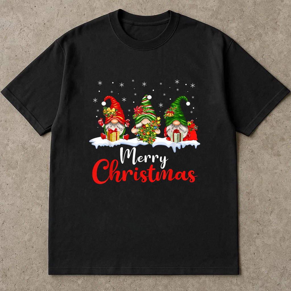 Merry Christmas Gnomes Shirt, Cute Holiday Gnome Tee, Santa Hat Winter Outfit, Festive Family Matching Top, Xmas Party Gift Idea