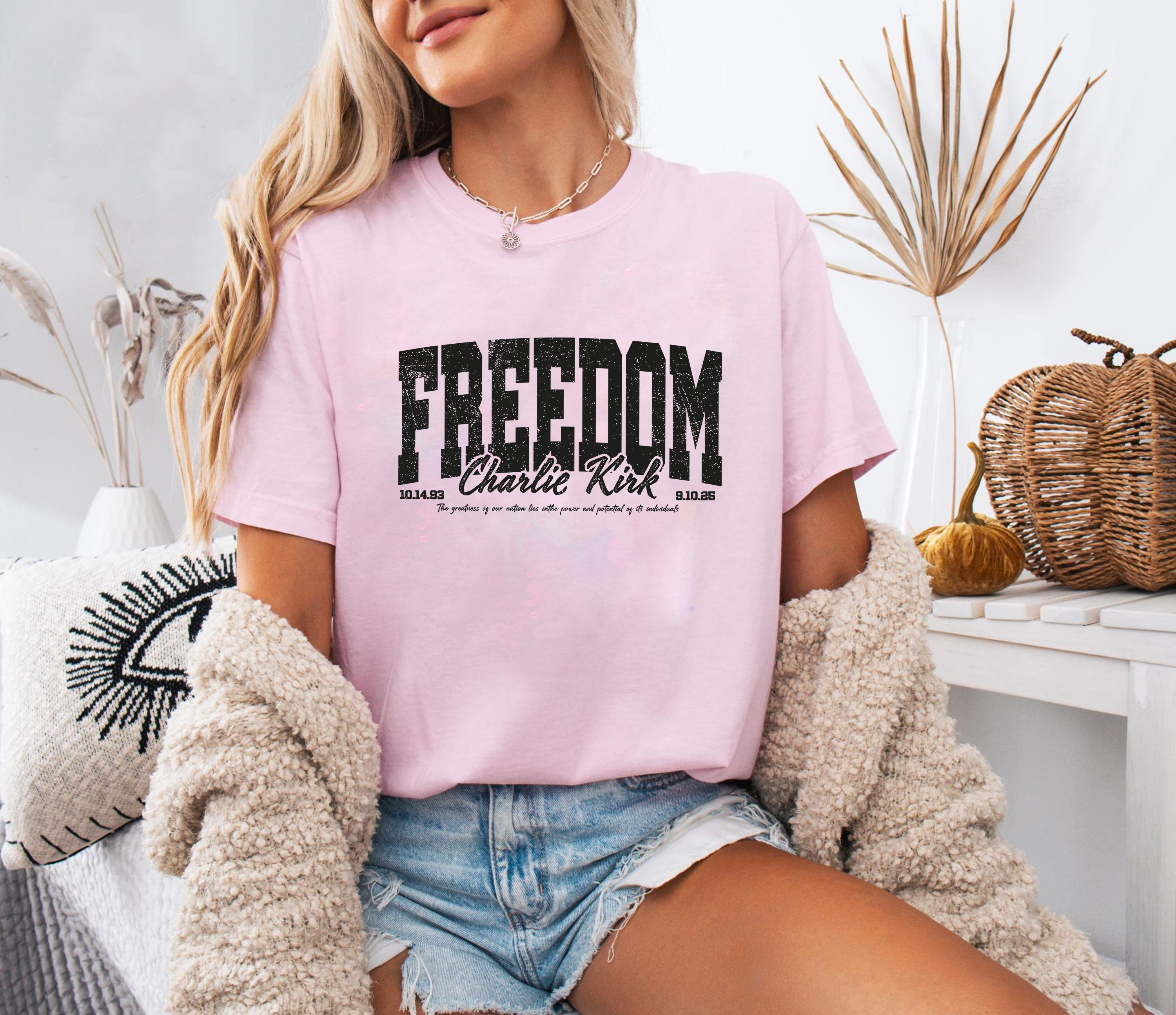 Freedom Charlie Kirk Shirt, Patriotic USA Graphic Tee, Inspirational Quote T-Shirt, American Pride Freedom Top for Men Women