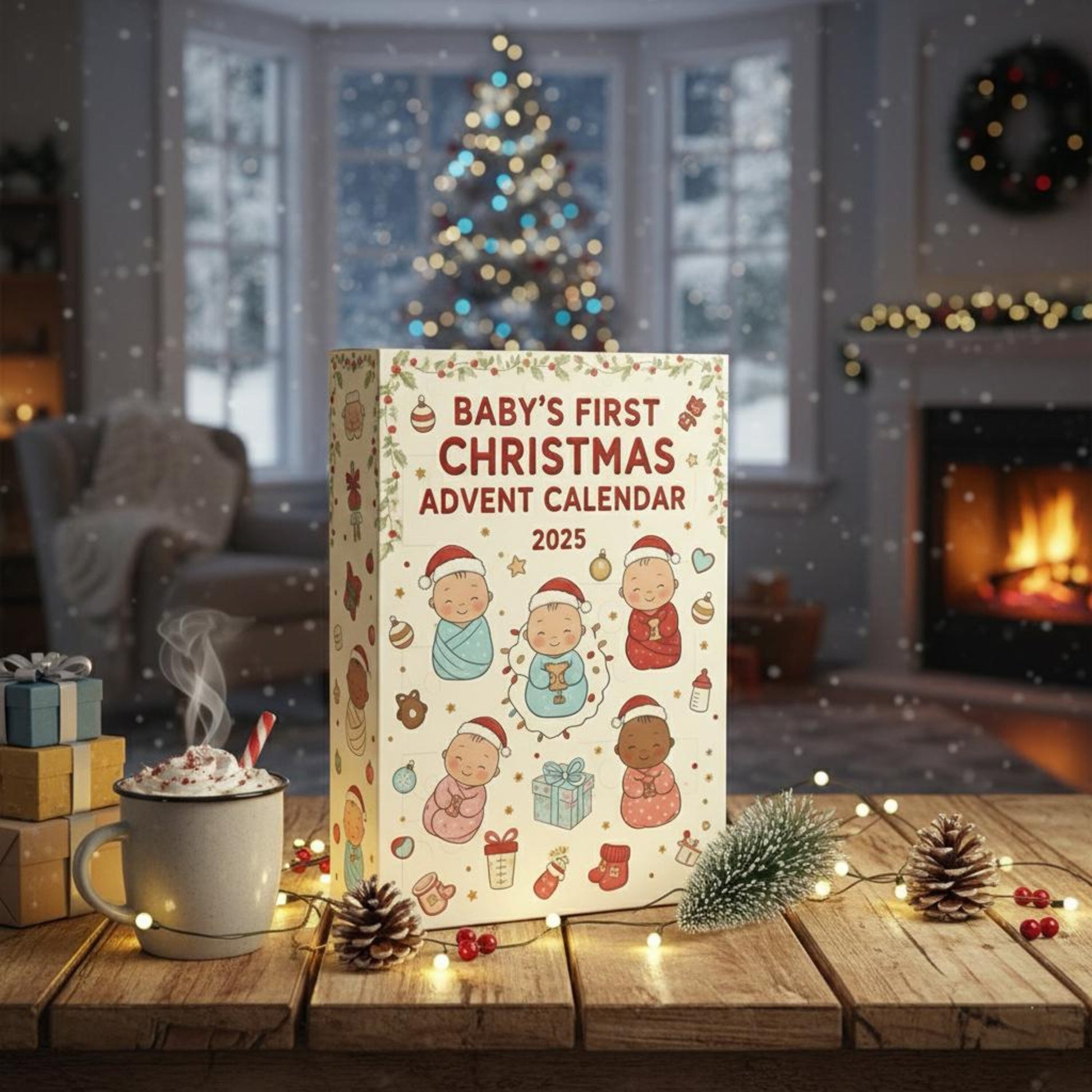 Baby’s First Christmas Advent Calendar 2025, Custom Name Gift, 24 Days Baby Keepsake Holiday Countdown Box