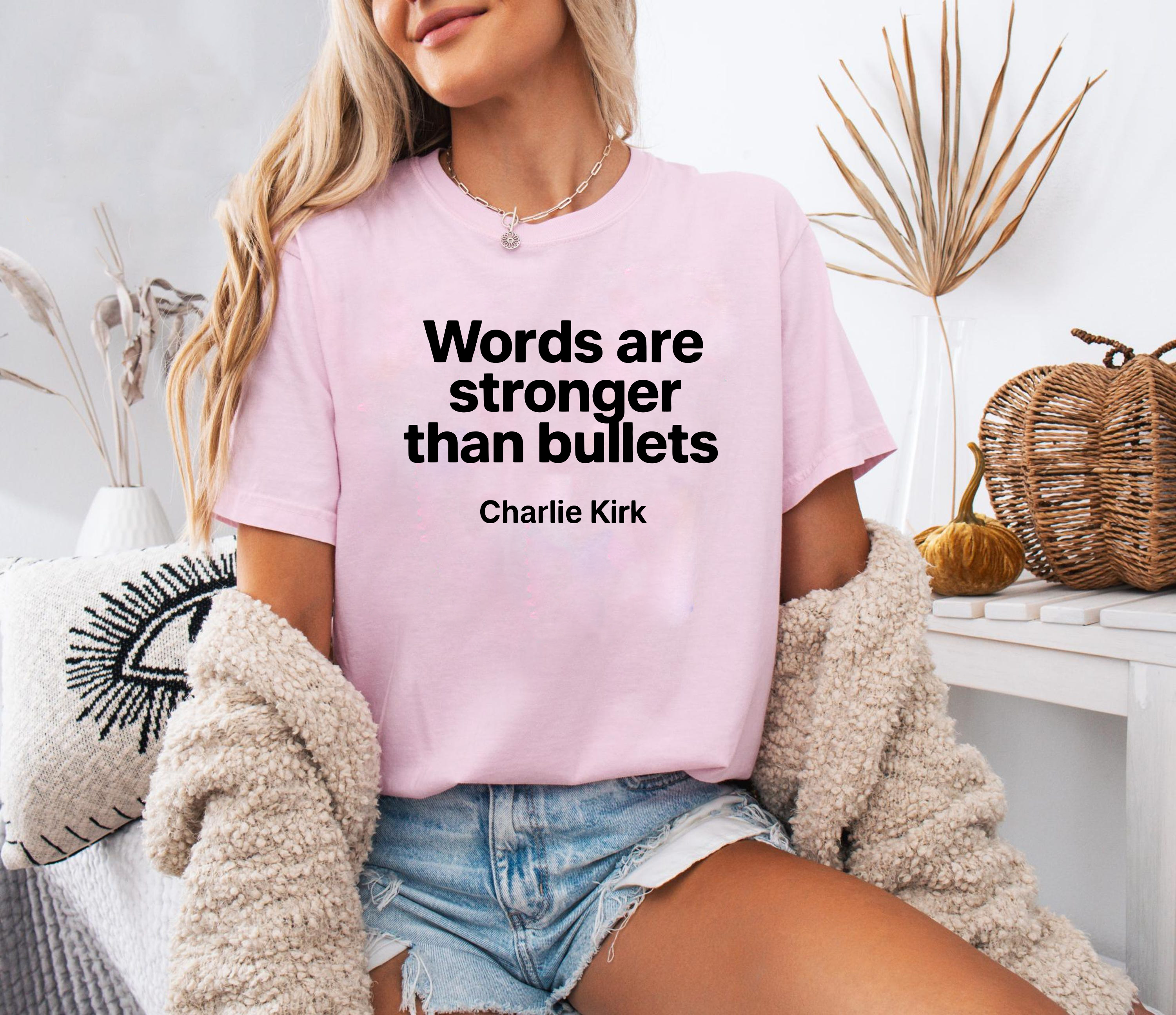Words are Stronger Than Bullets Shirt, Charlie Kirk Quote Shirt, Patriotic Quote Tee, Inspirational Shirt, American Freedom Shirt, Political Shirt, Motivational Tee