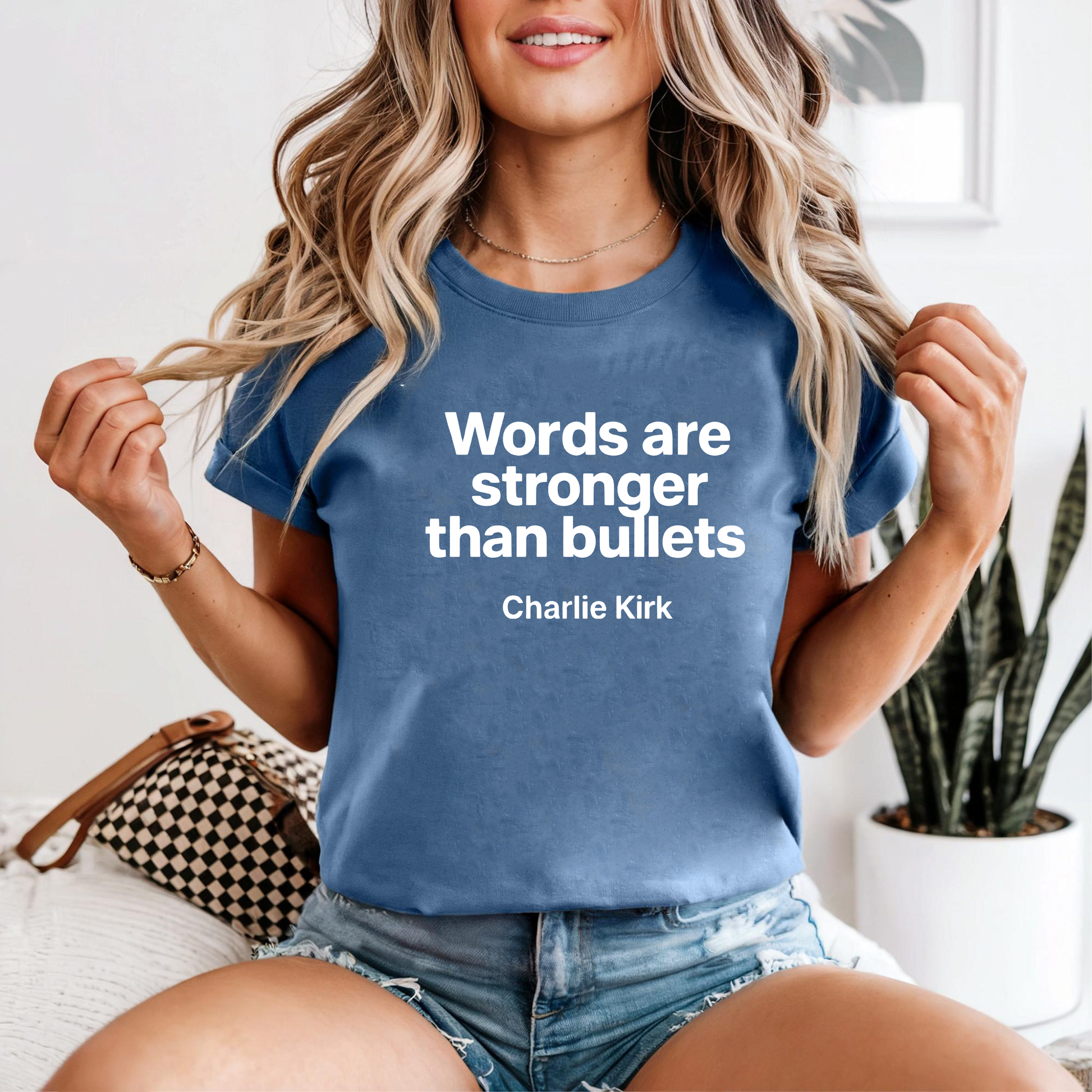Words are Stronger Than Bullets Shirt, Charlie Kirk Quote Shirt, Patriotic Quote Tee, Inspirational Shirt, American Freedom Shirt, Political Shirt, Motivational Tee