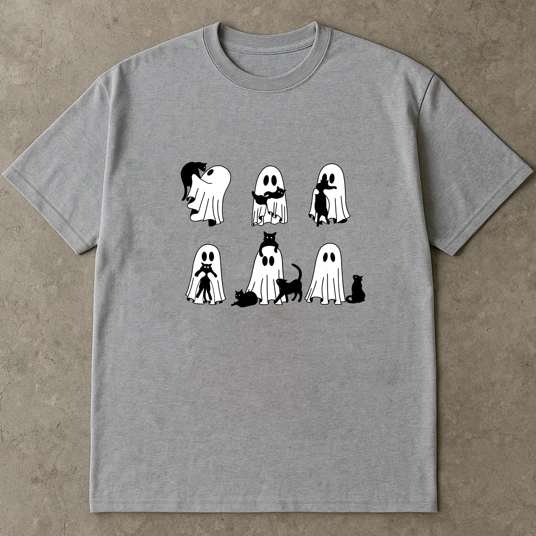 Cute Ghost Cat T-Shirt, Funny Halloween Shirt for Women, Spooky Cat Lover Tee, Aesthetic Ghost Shirt, Cute Fall Outfit, Ghost and Cat Shirt