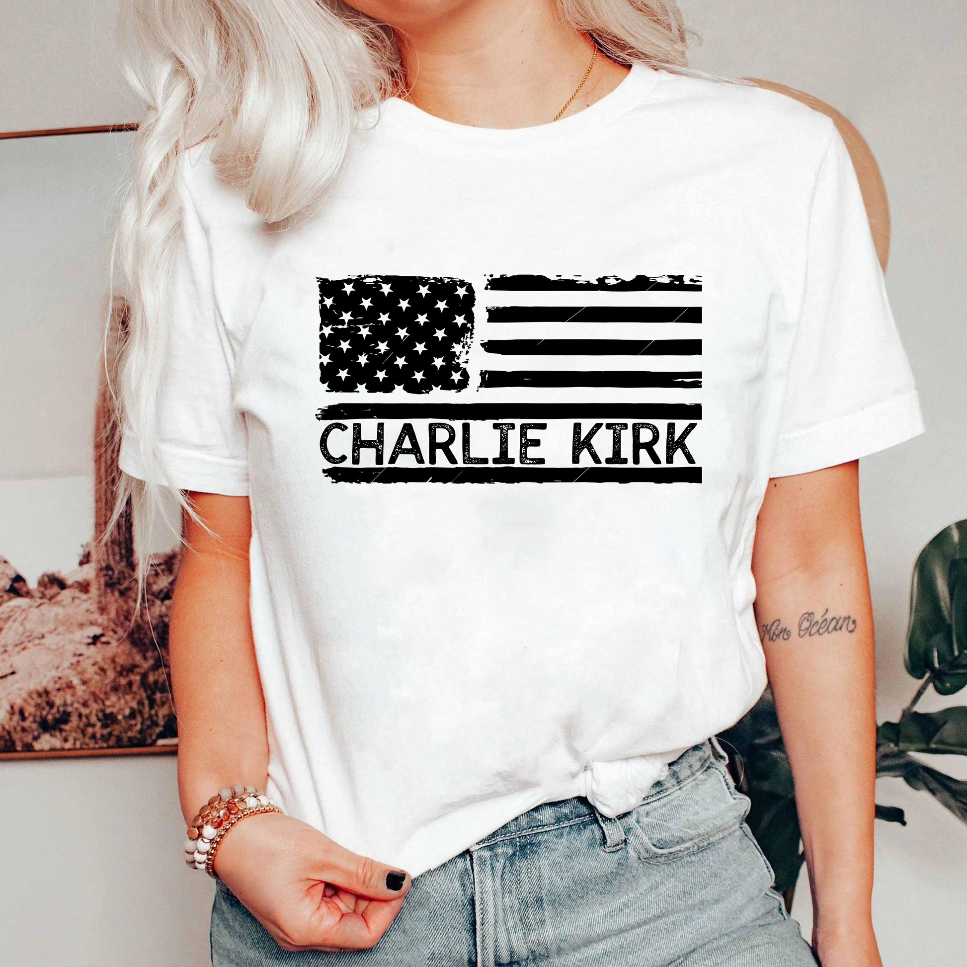 Charlie Kirk American Flag Shirt, Patriotic Tee, USA Flag Shirt, American Pride Shirt, Red White Blue Shirt, Charlie Kirk Shirt, Flag Tee