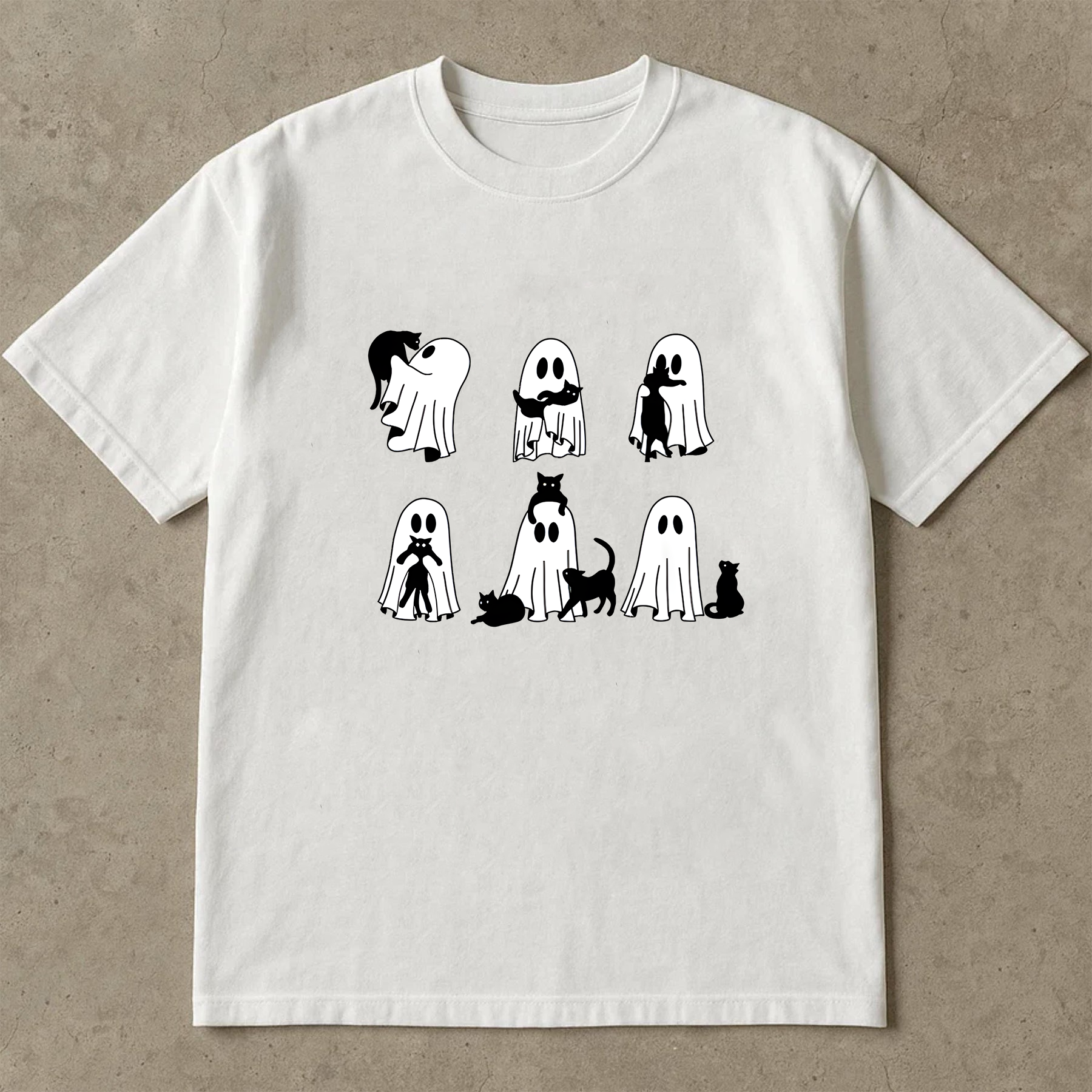 Cute Ghost Cat T-Shirt, Funny Halloween Shirt for Women, Spooky Cat Lover Tee, Aesthetic Ghost Shirt, Cute Fall Outfit, Ghost and Cat Shirt
