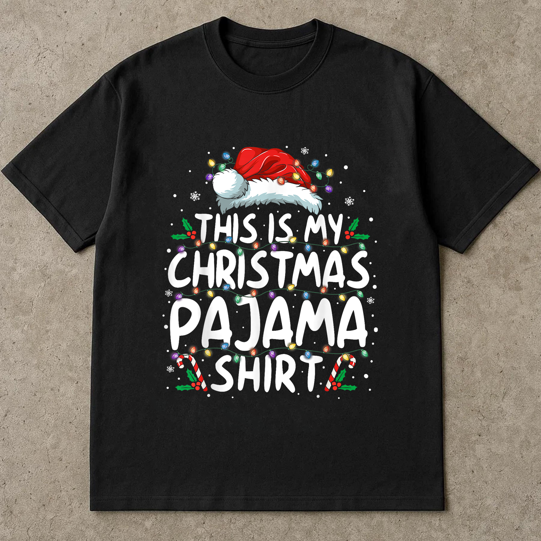 This Is My Christmas Pajama Shirt, Cute Holiday Sleep Tee, Matching Family PJ Top, Cozy Winter Outfit, Santa Hat Christmas Gift