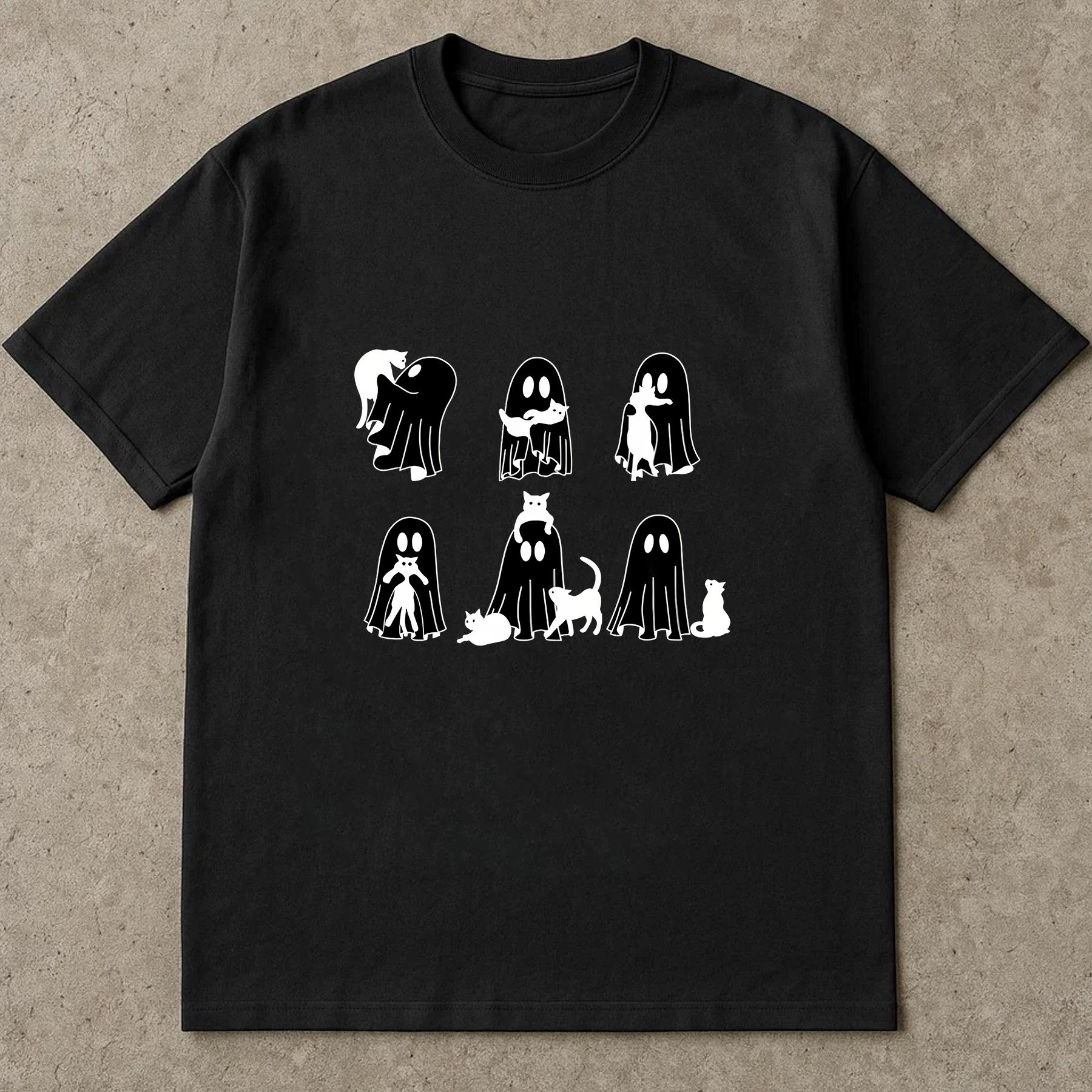 Cute Ghost Cat T-Shirt, Funny Halloween Shirt for Women, Spooky Cat Lover Tee, Aesthetic Ghost Shirt, Cute Fall Outfit, Ghost and Cat Shirt